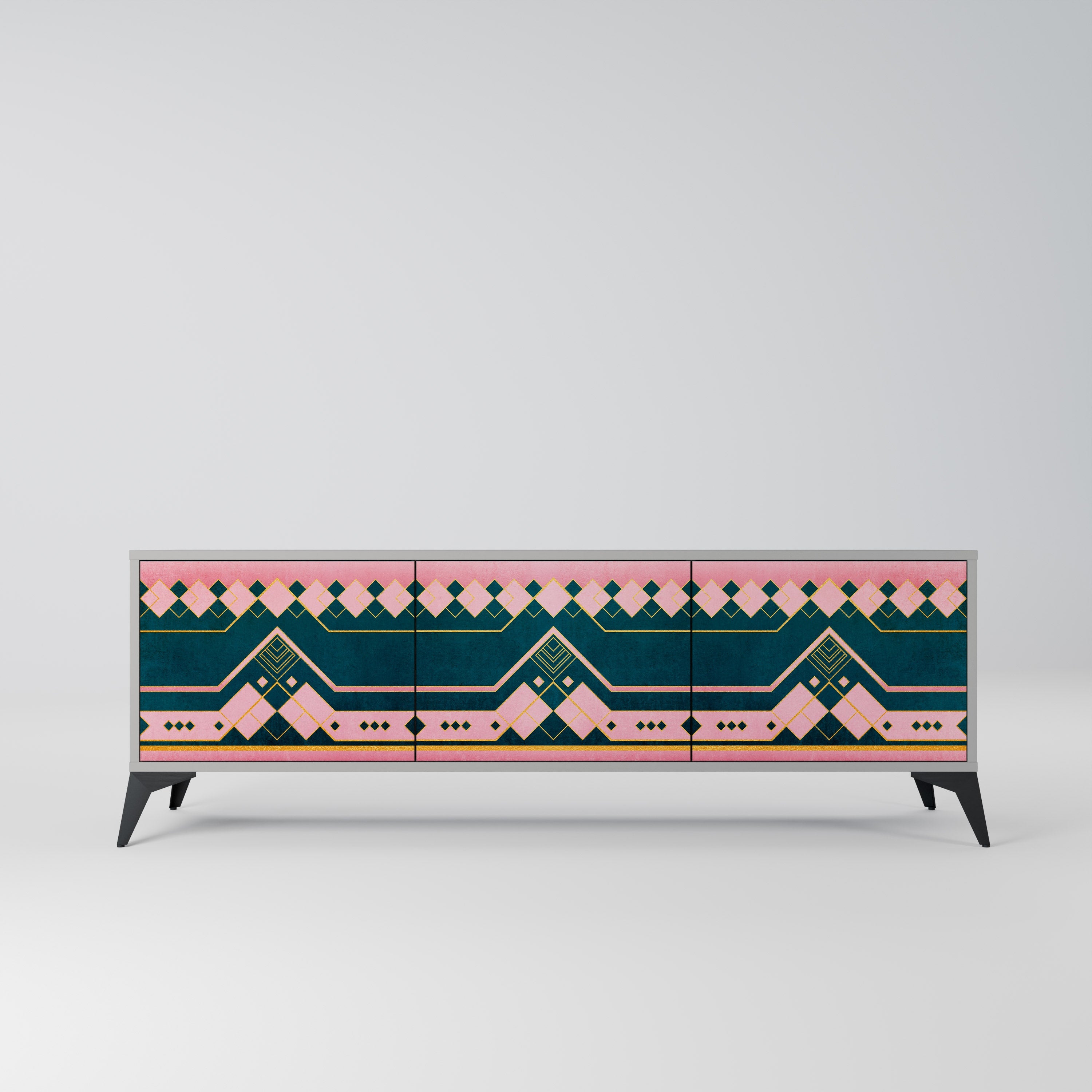 ROYAL COMPOSITION 3-Door TV Stand in Grey Finish