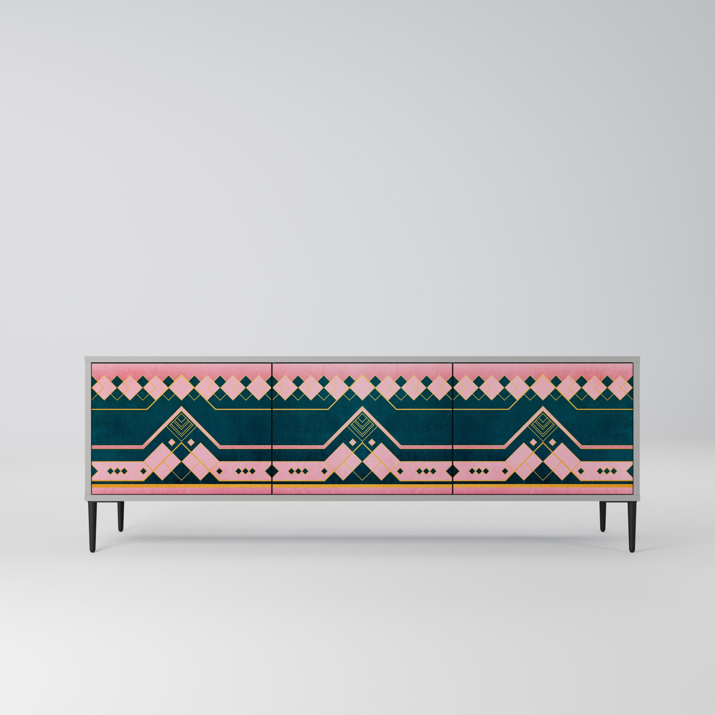 ROYAL COMPOSITION 3-Door TV Stand in Grey Finish