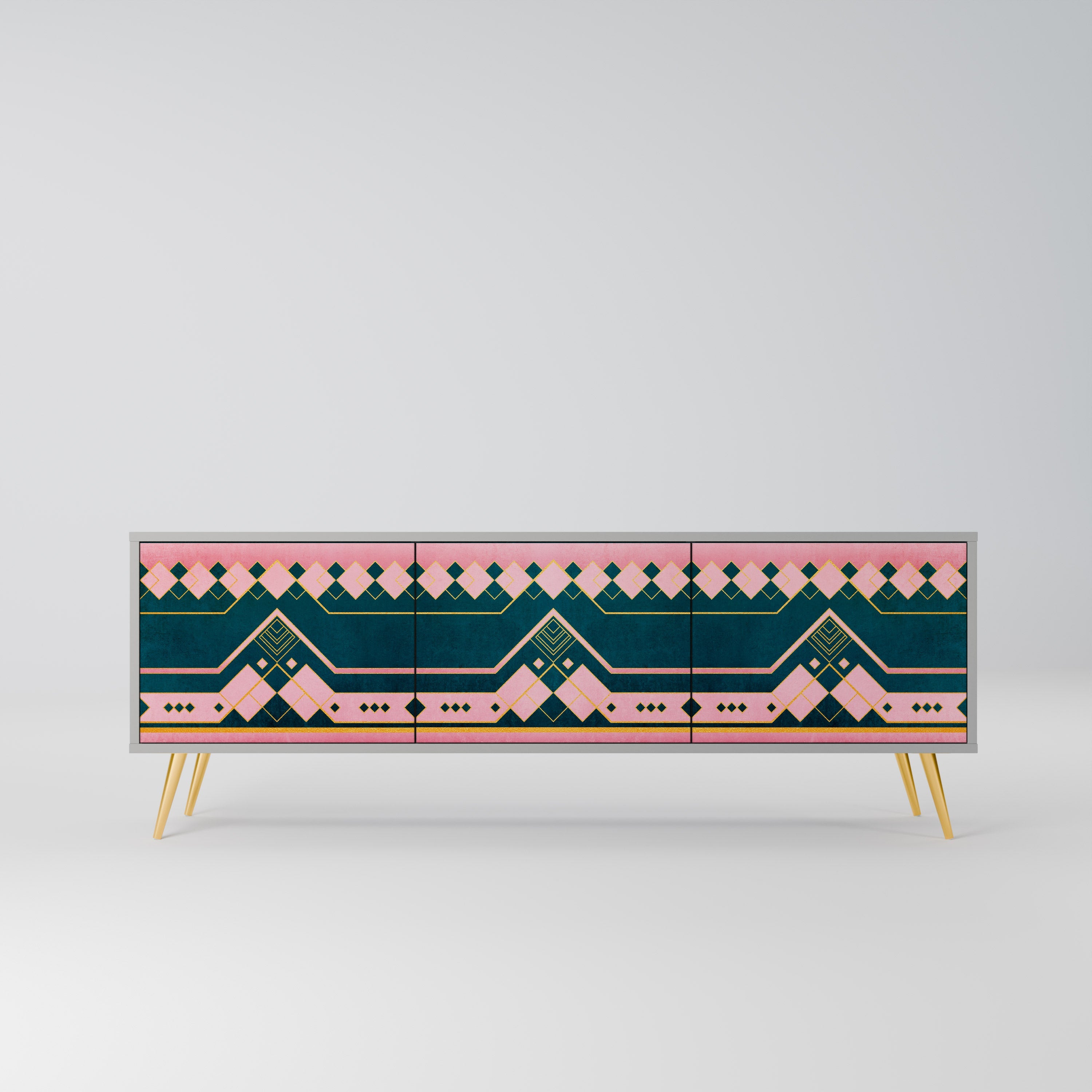 ROYAL COMPOSITION 3-Door TV Stand in Grey Finish