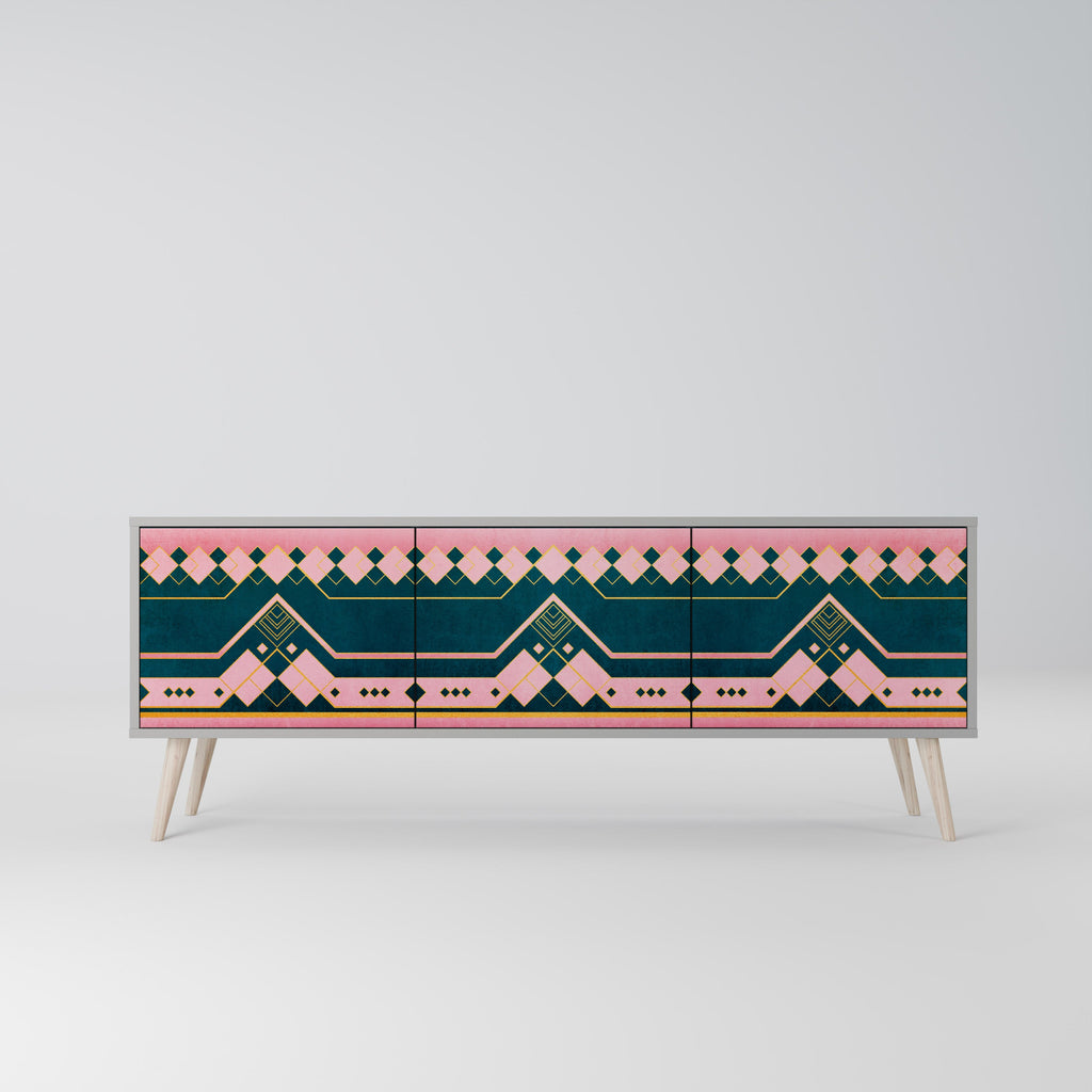 ROYAL COMPOSITION 3-Door TV Stand in Grey Finish