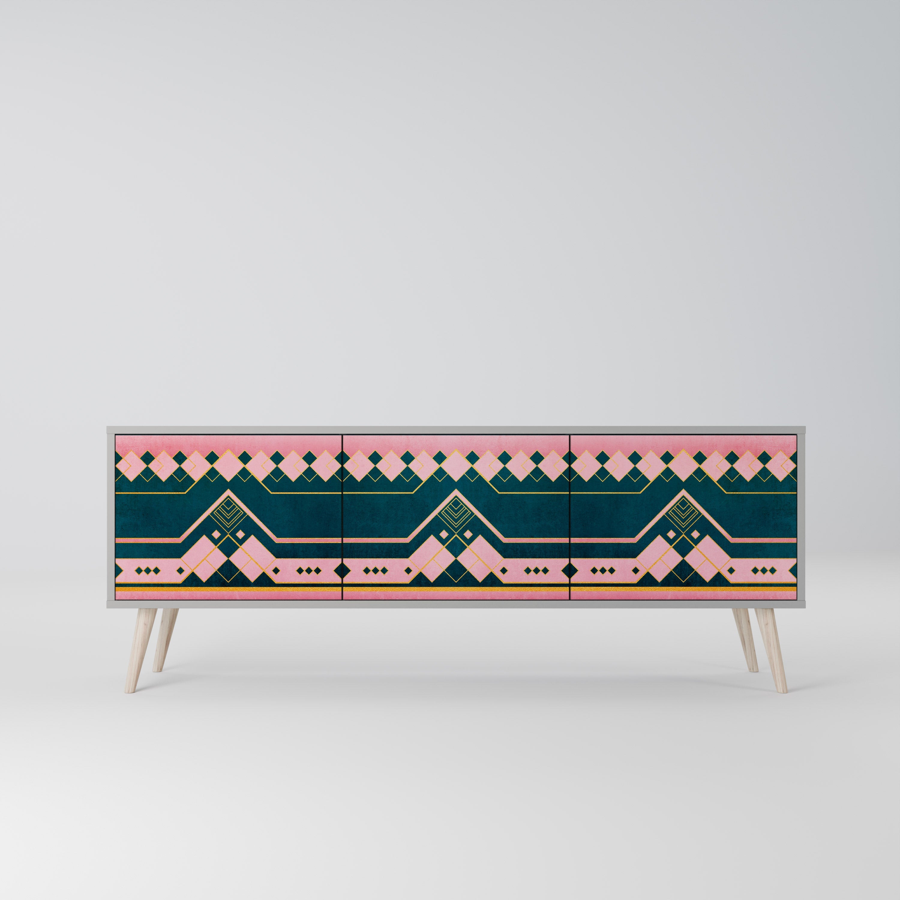 ROYAL COMPOSITION 3-Door TV Stand in Grey Finish