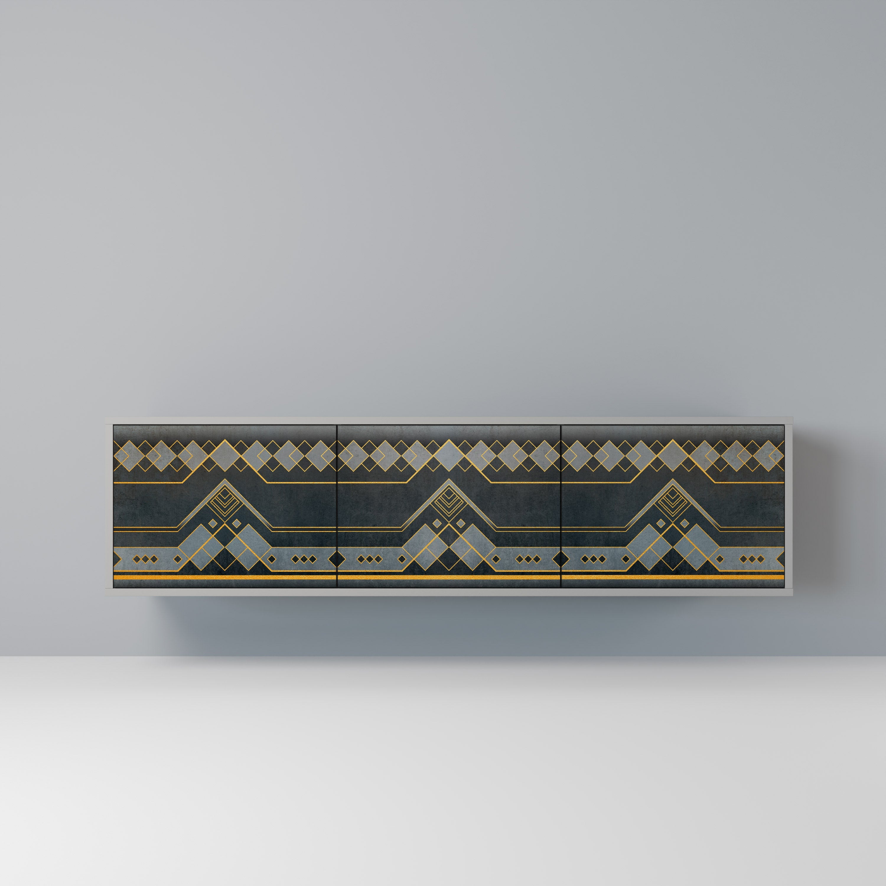 ROYAL ORDINARINESS 3-Door TV Stand in Grey Finish