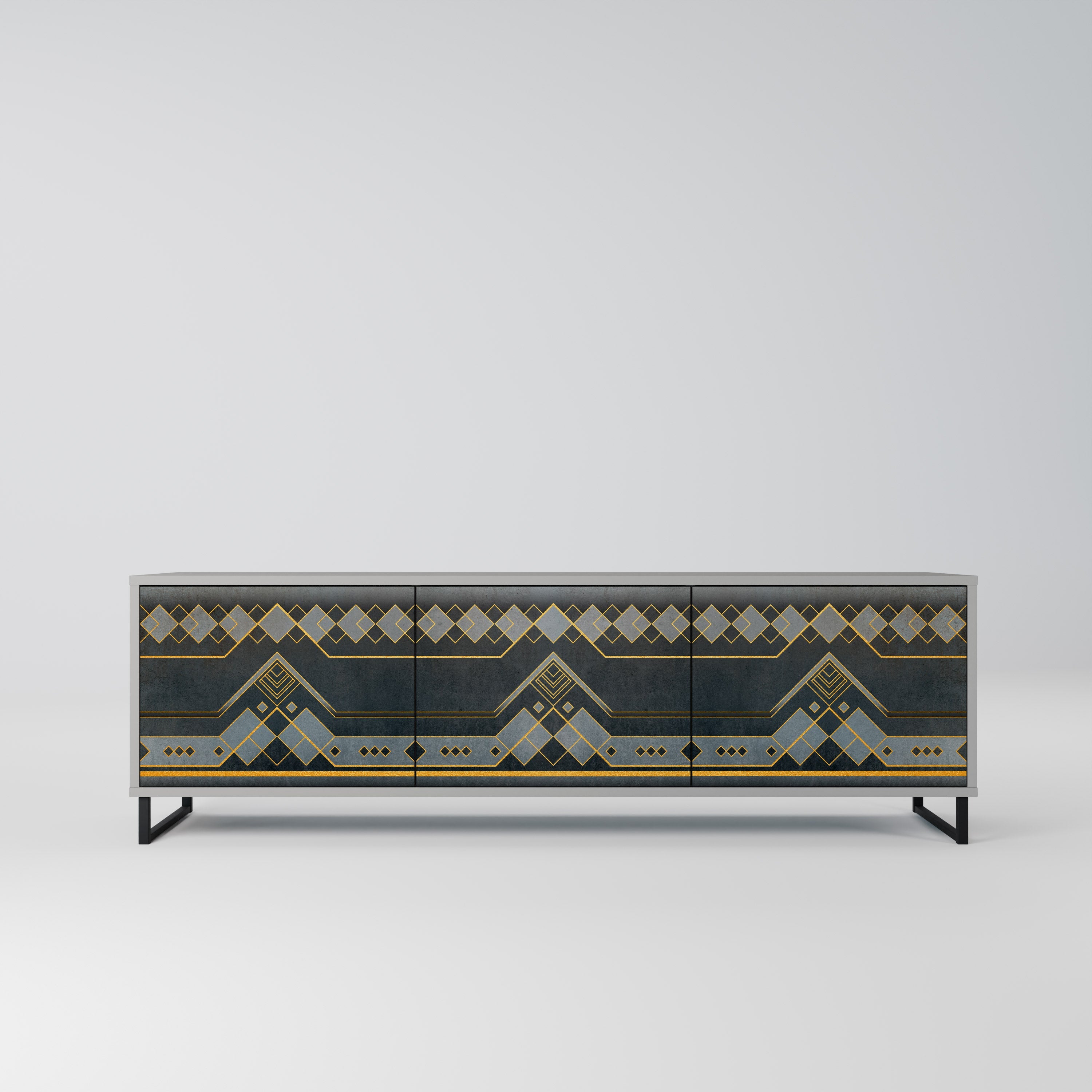 ROYAL ORDINARINESS 3-Door TV Stand in Grey Finish