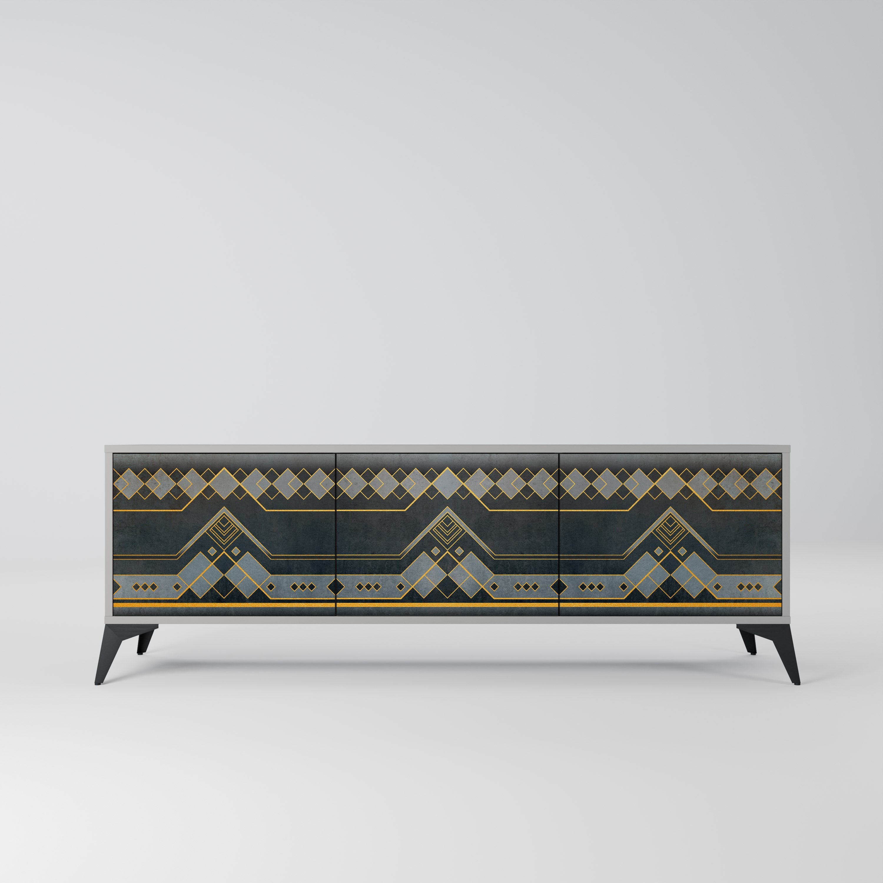 ROYAL ORDINARINESS 3-Door TV Stand in Grey Finish