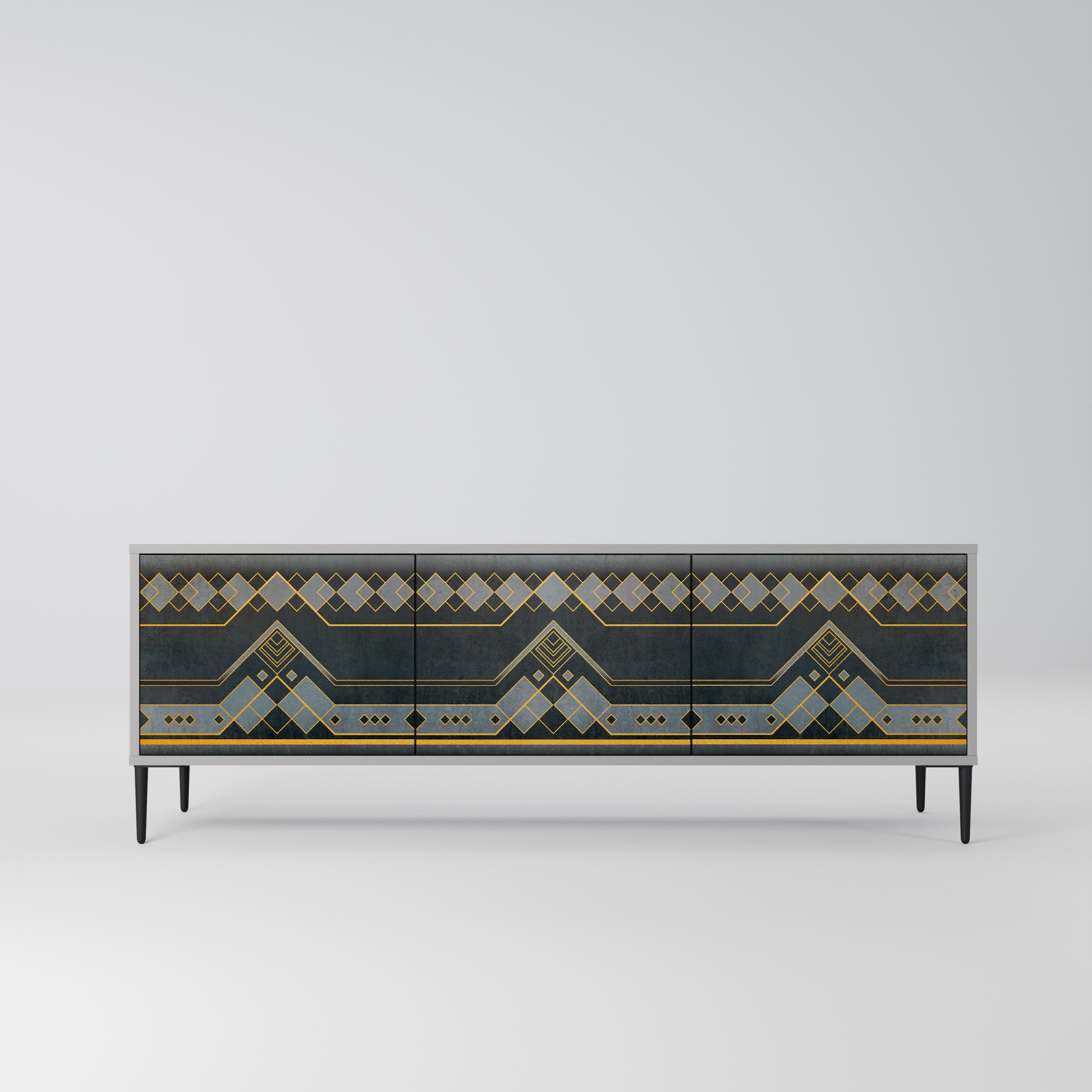 ROYAL ORDINARINESS 3-Door TV Stand in Grey Finish