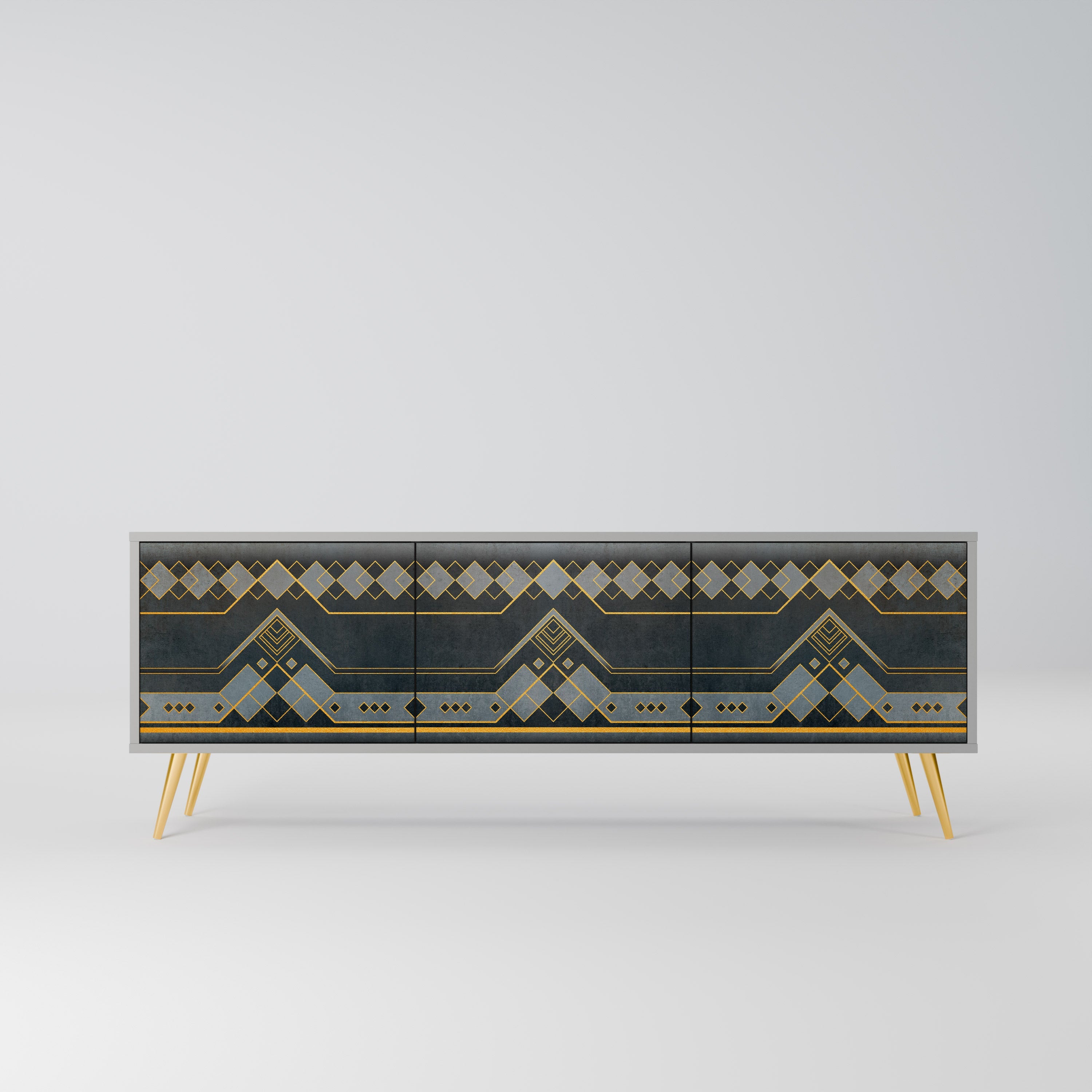 ROYAL ORDINARINESS 3-Door TV Stand in Grey Finish