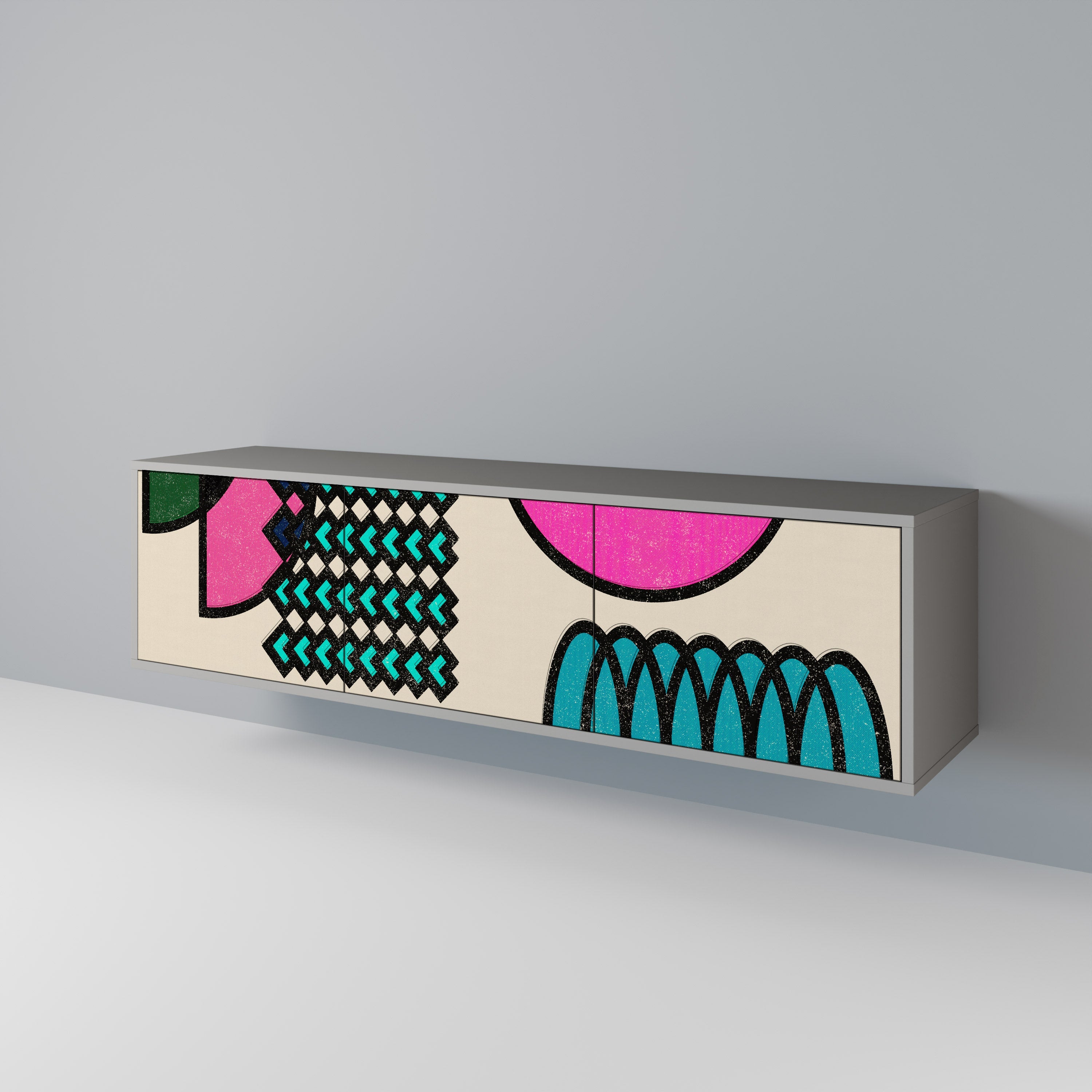 GEOMETRIC RHAPSODY TV-Lowboard mit 3 Türen in Grau