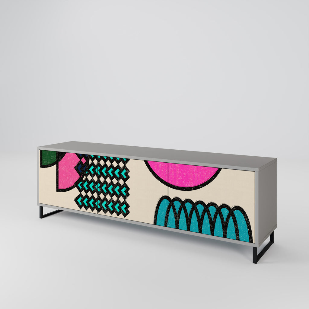 GEOMETRIC RHAPSODY TV-Lowboard mit 3 Türen in Grau