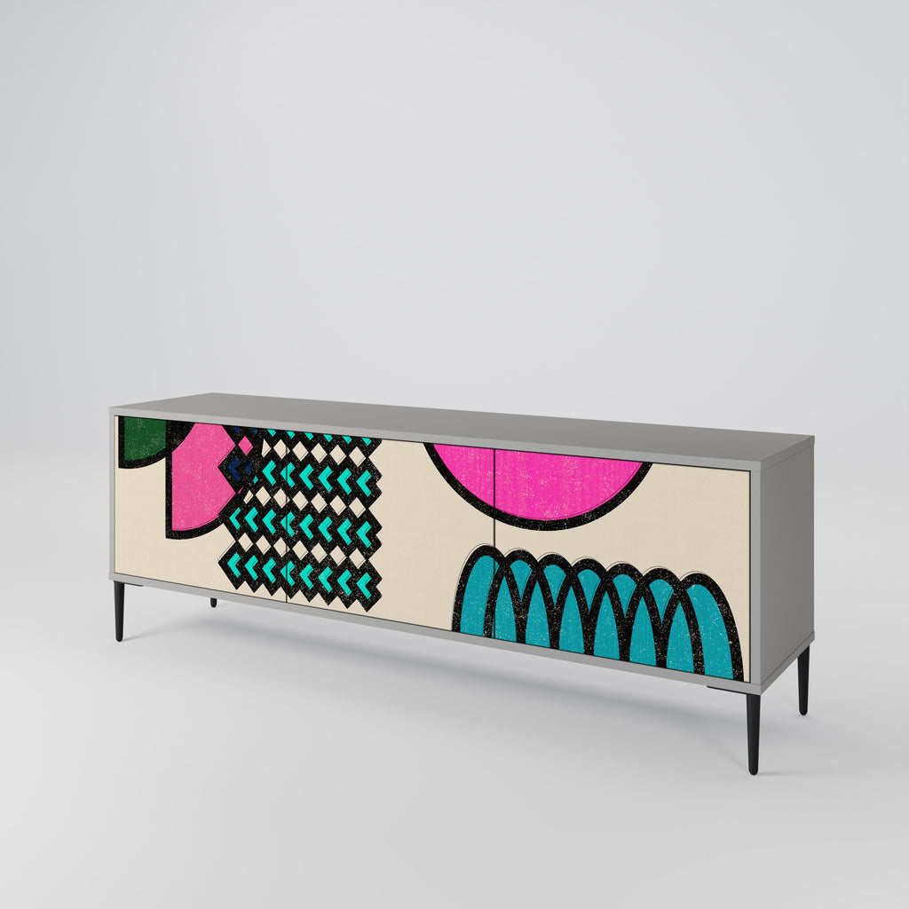 GEOMETRIC RHAPSODY TV-Lowboard mit 3 Türen in Grau