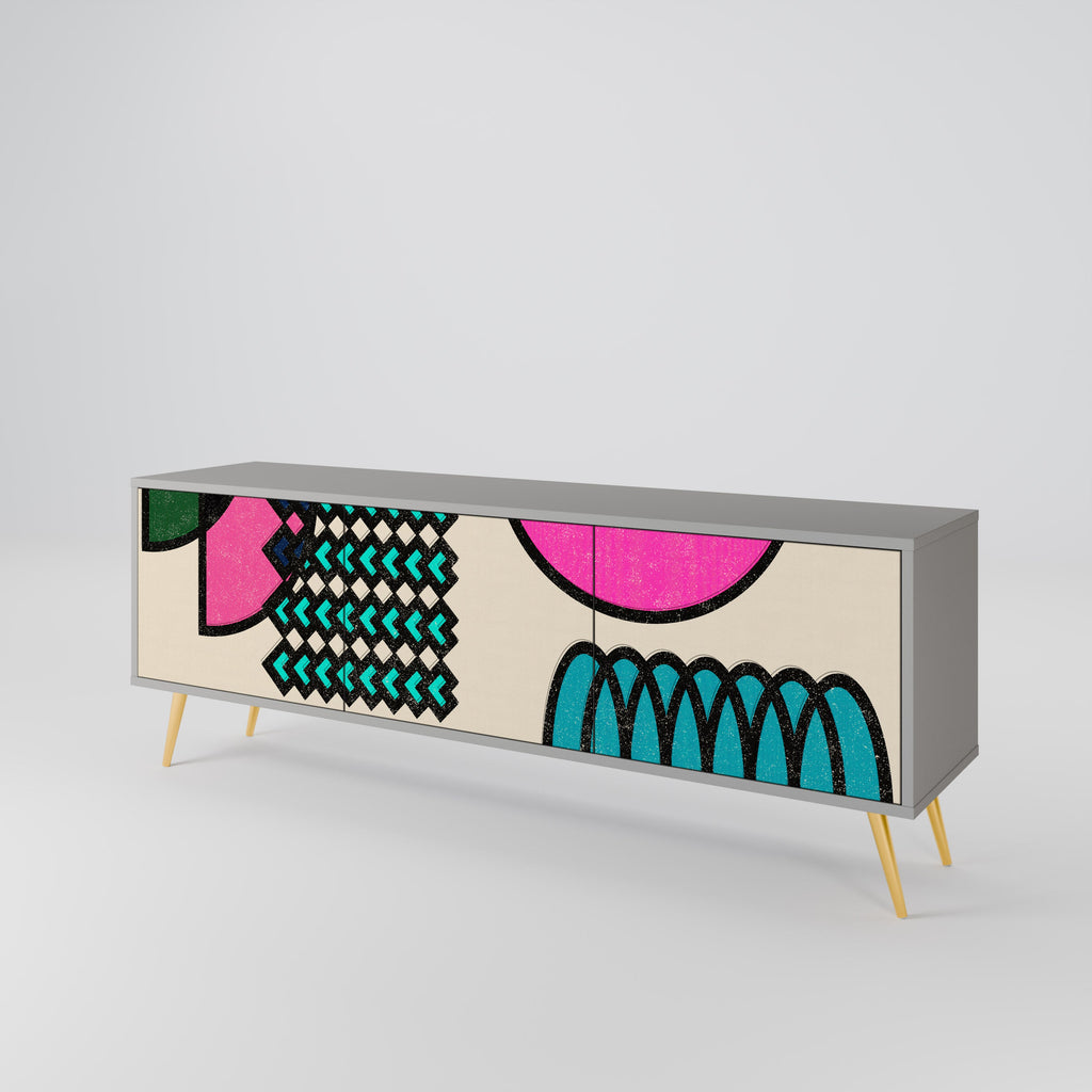 GEOMETRIC RHAPSODY TV-Lowboard mit 3 Türen in Grau