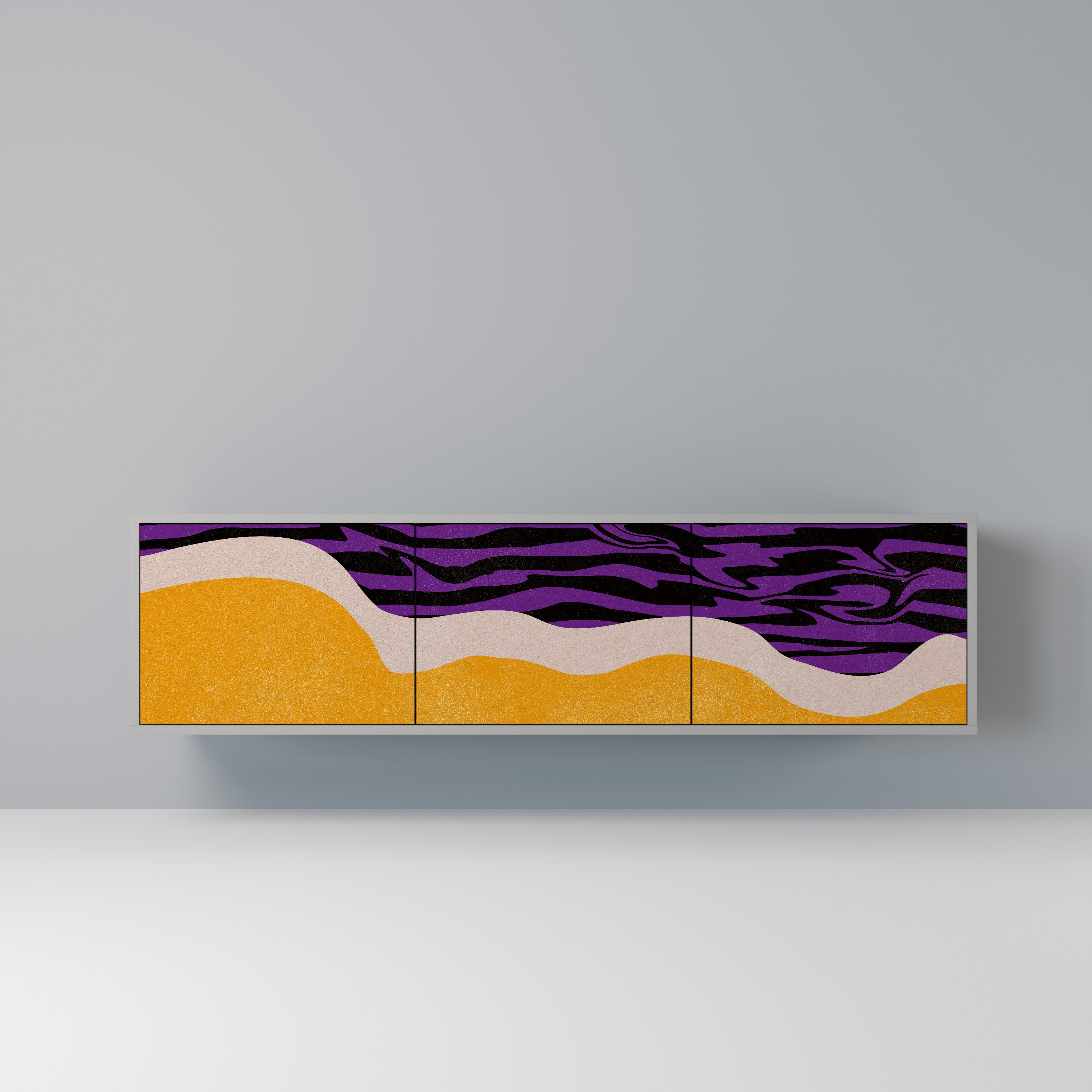 INDEPENDENT BORDER 3-Door TV Stand in Grey Finish