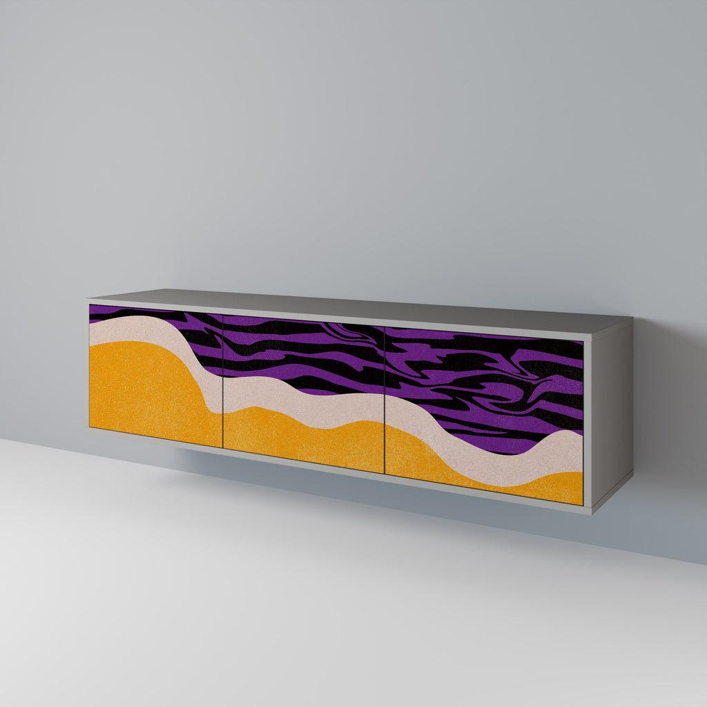 INDEPENDENT BORDER 3-Door TV Stand in Grey Finish