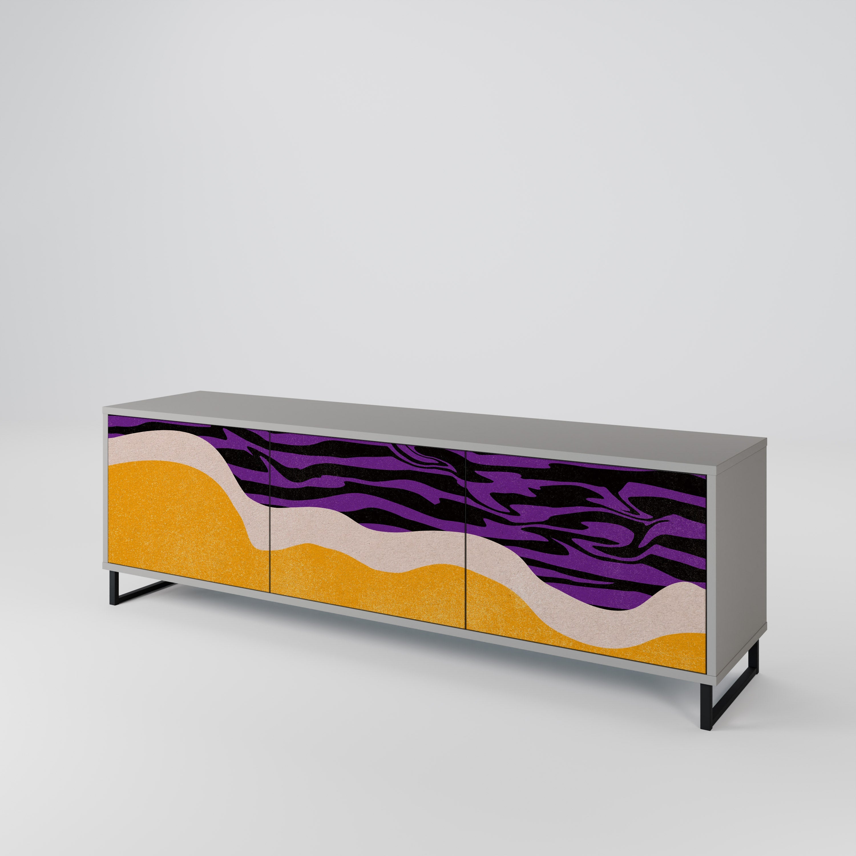 INDEPENDENT BORDER 3-Door TV Stand in Grey Finish