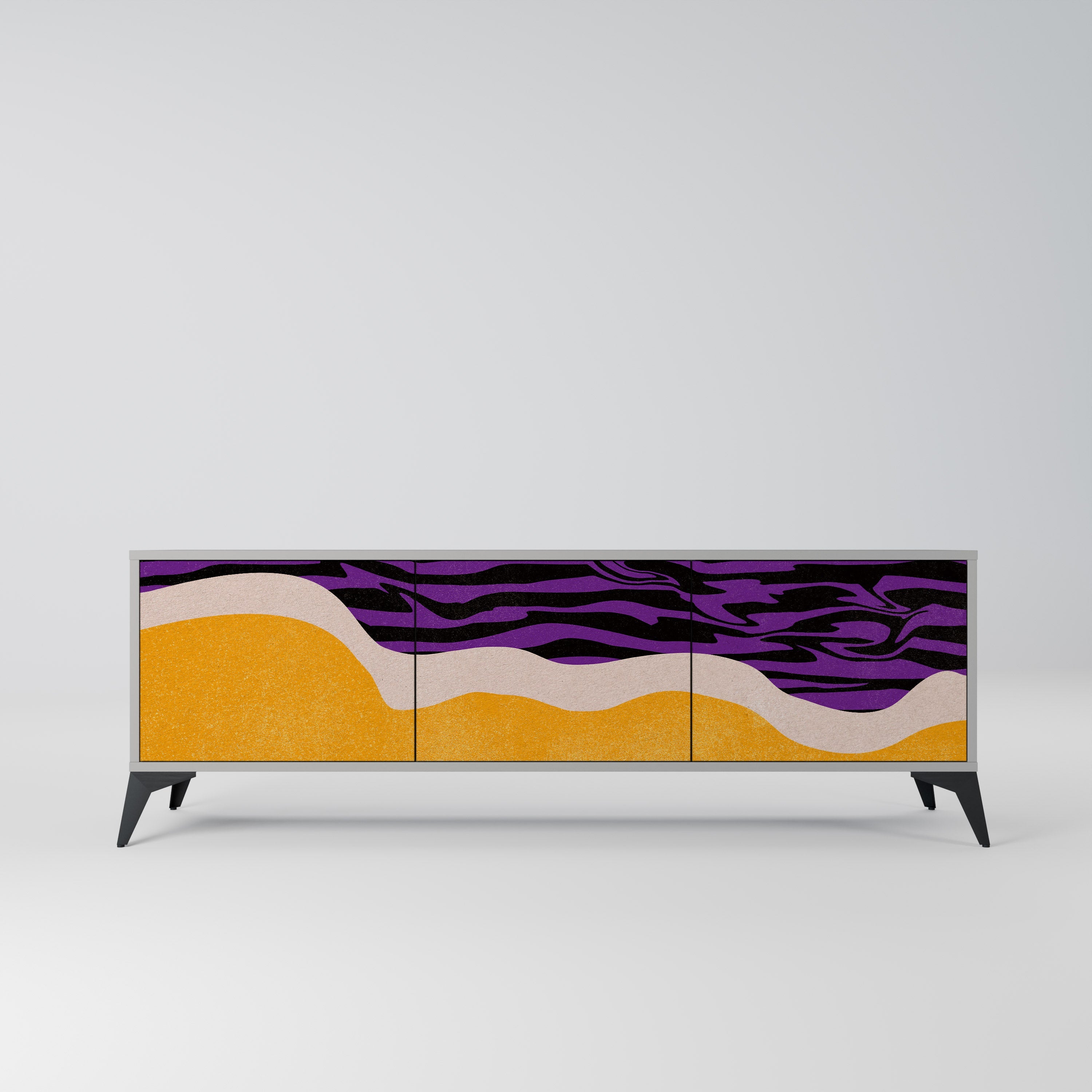 INDEPENDENT BORDER 3-Door TV Stand in Grey Finish