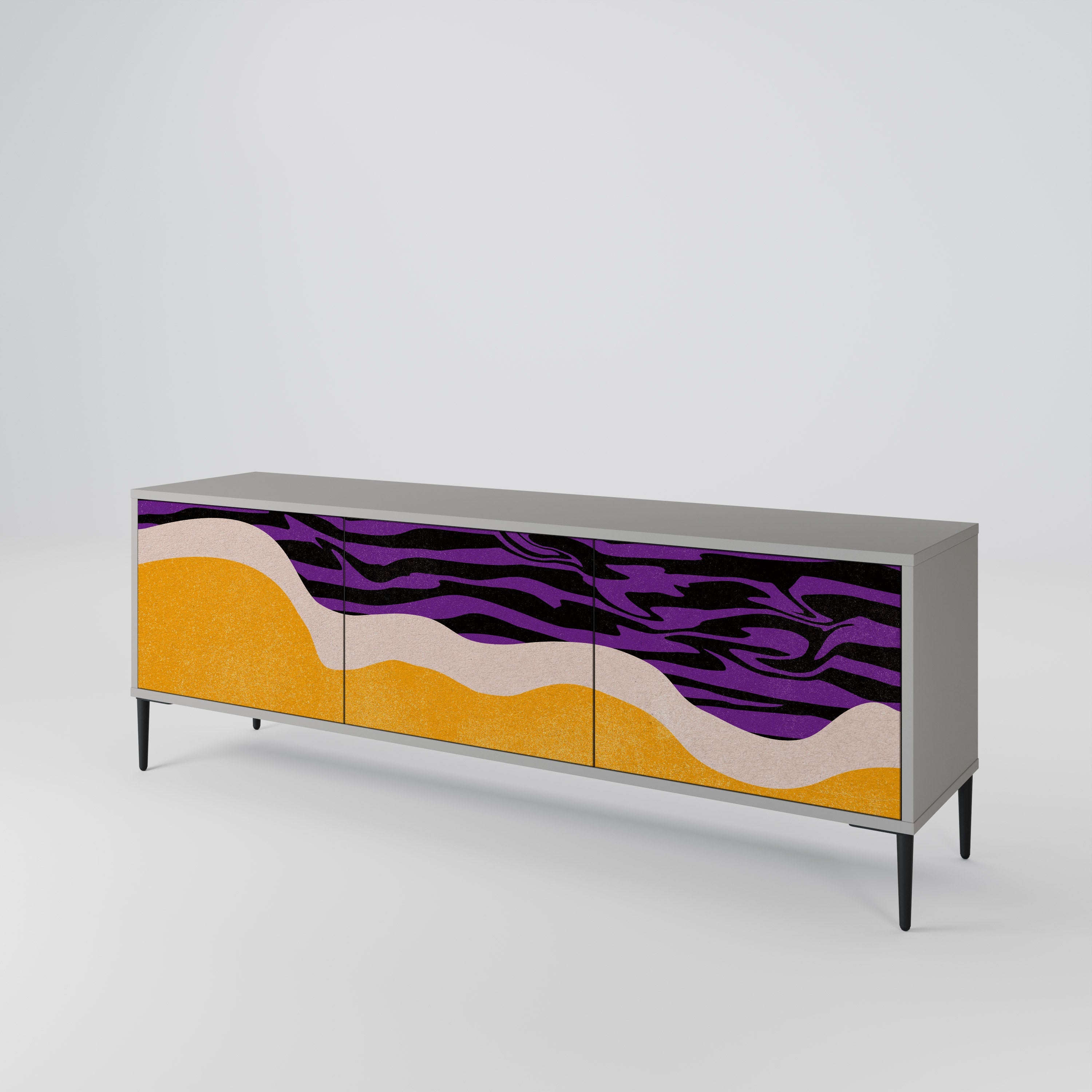 INDEPENDENT BORDER 3-Door TV Stand in Grey Finish