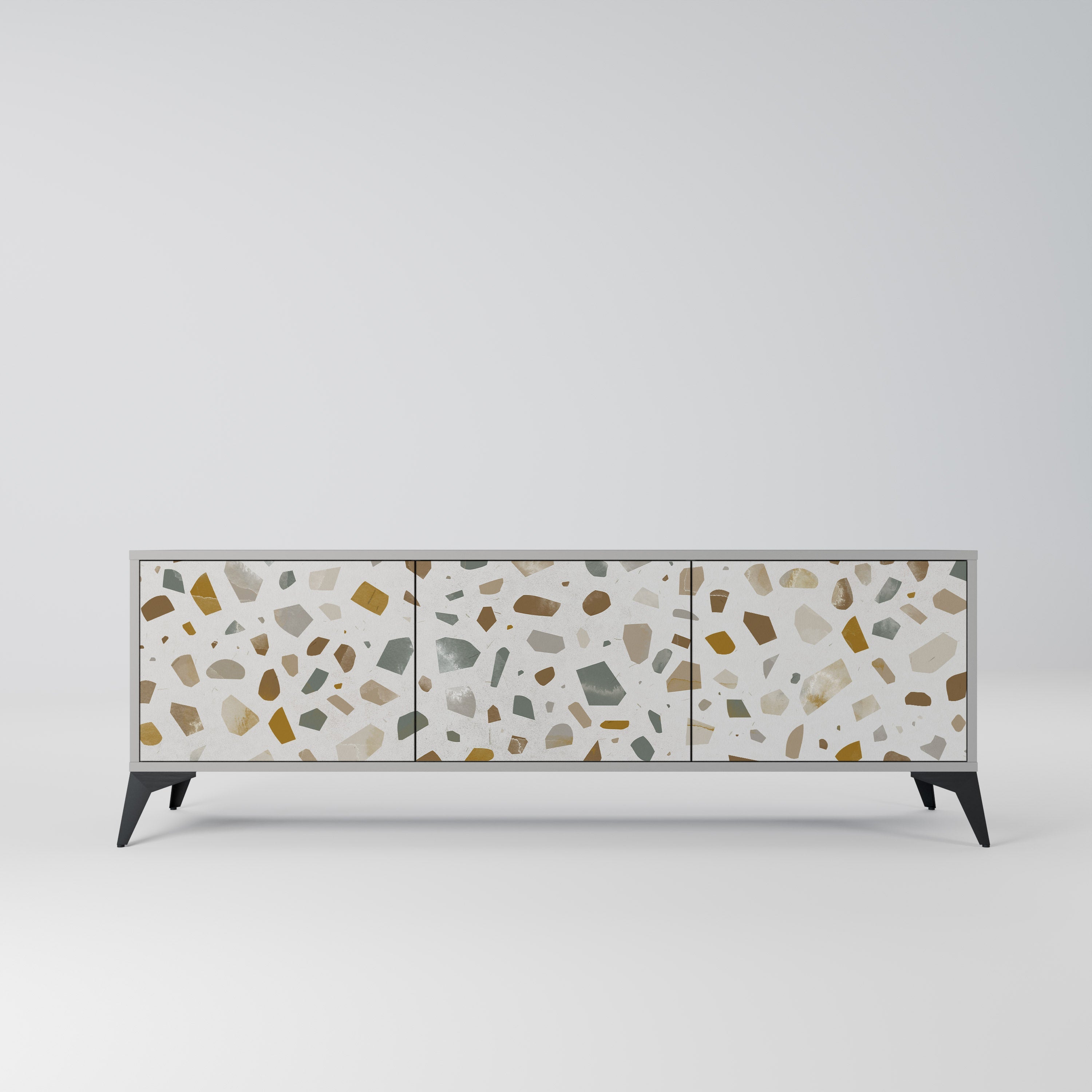 PIECES OF TOMORROW 3-Door TV Stand in Grey Finish