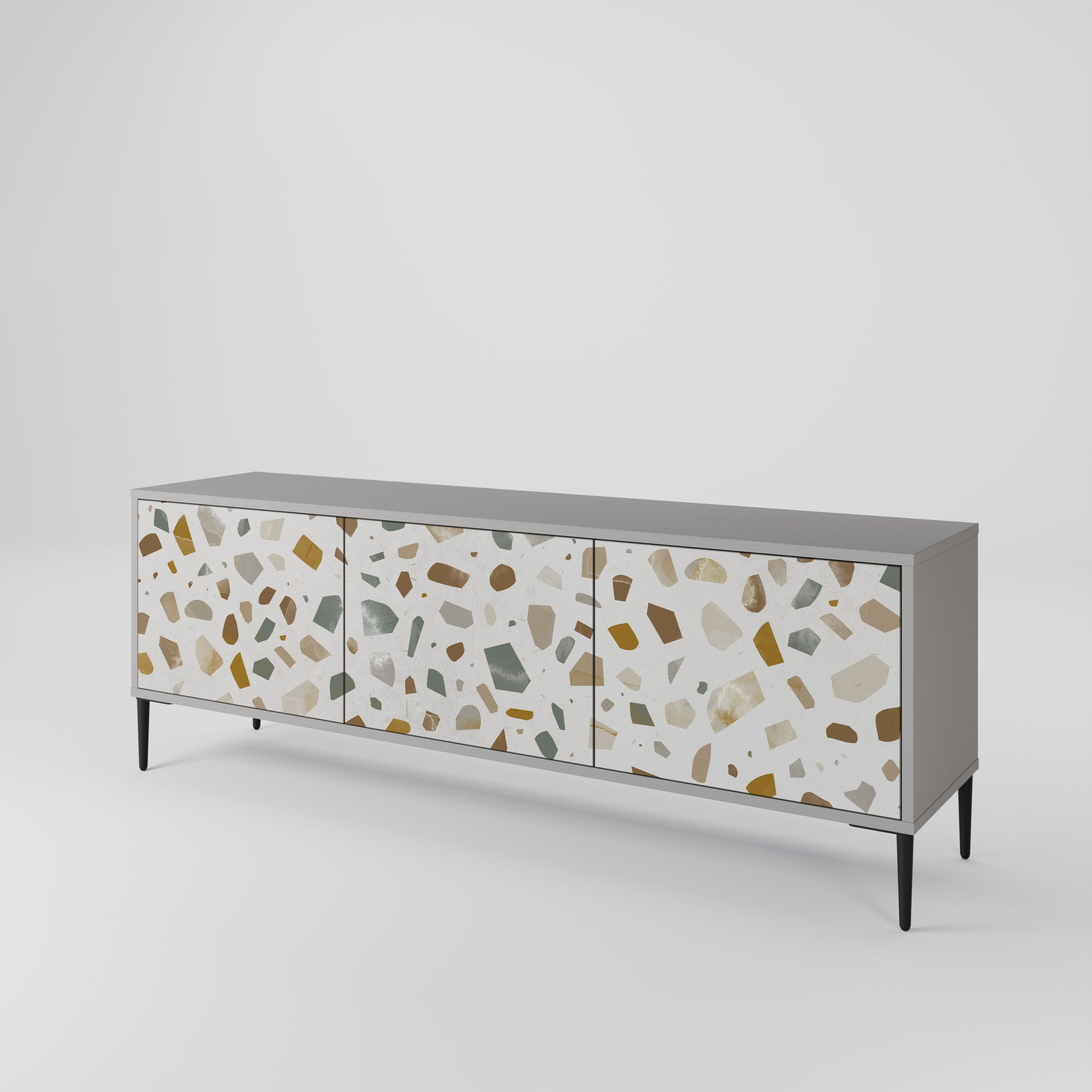 PIECES OF TOMORROW 3-Door TV Stand in Grey Finish