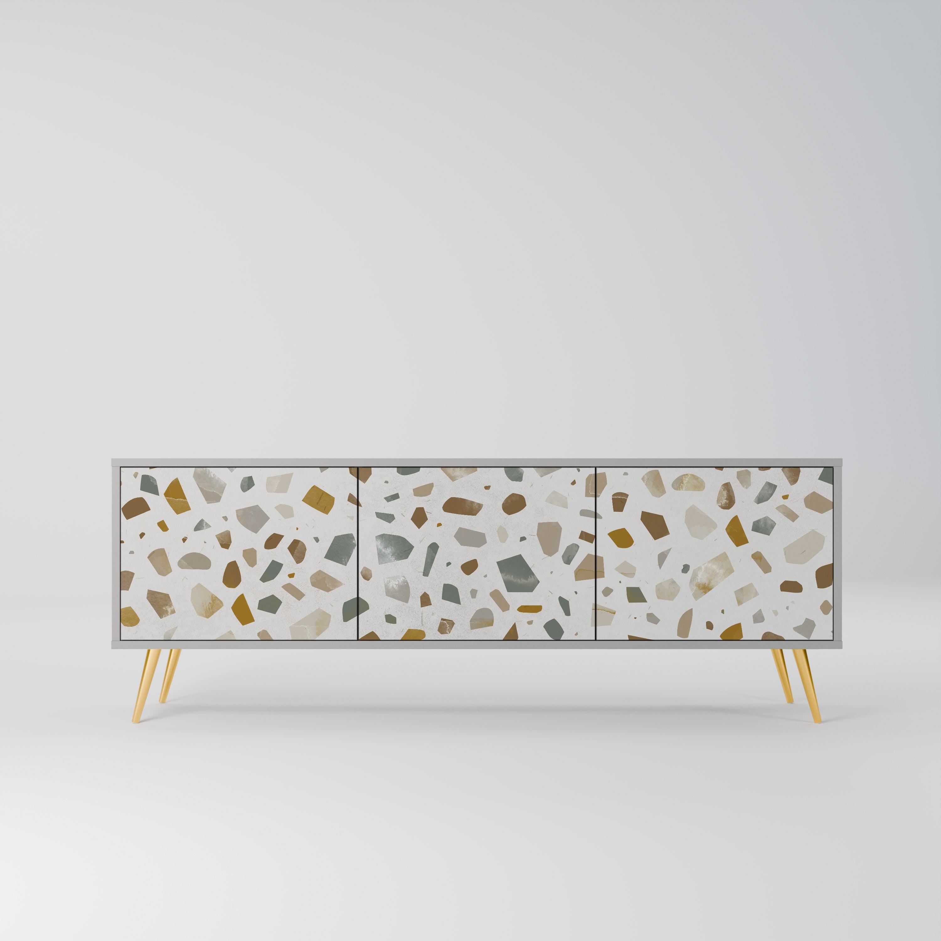 PIECES OF TOMORROW 3-Door TV Stand in Grey Finish