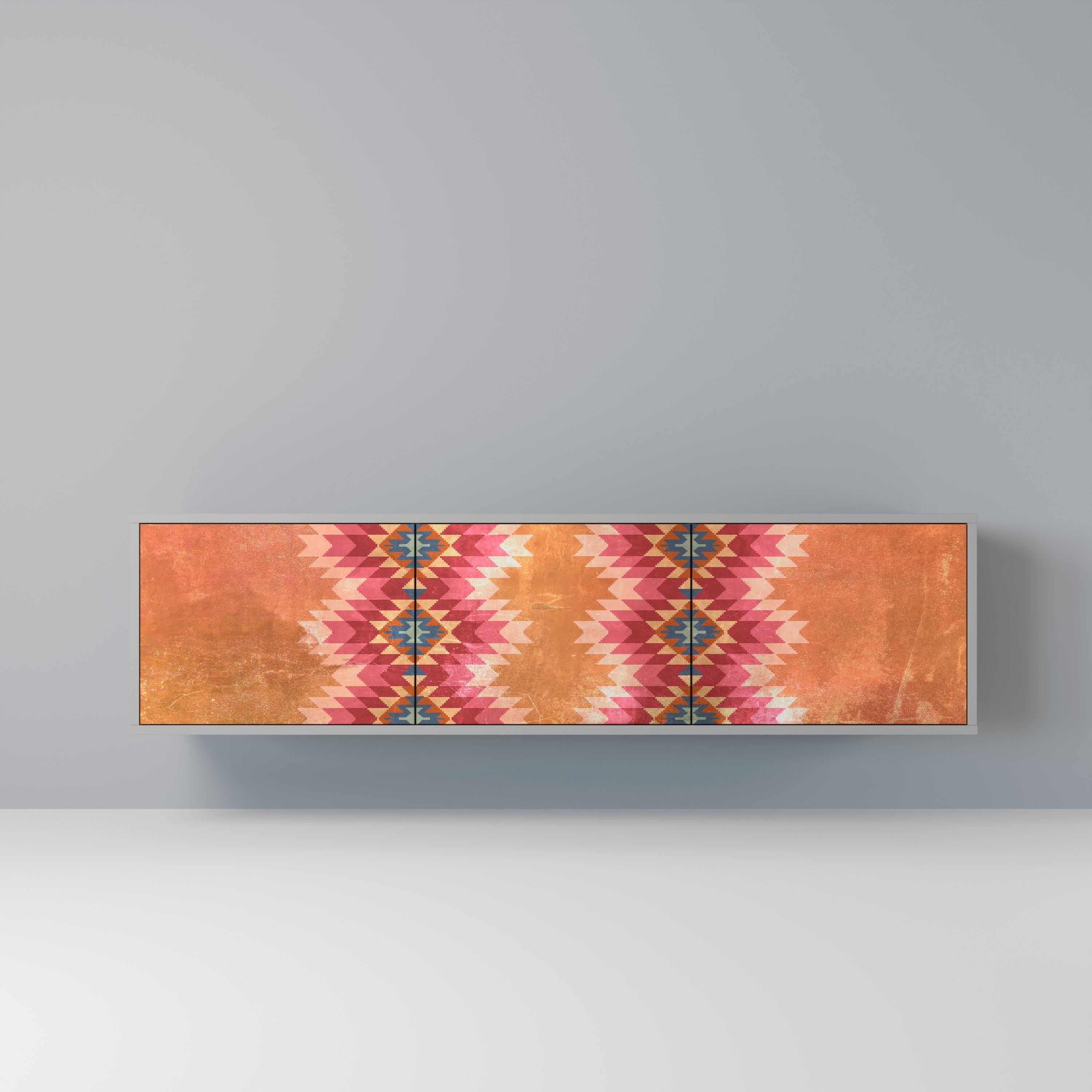 INDIAN FOLK TV-Lowboard mit 3 Türen in Grau