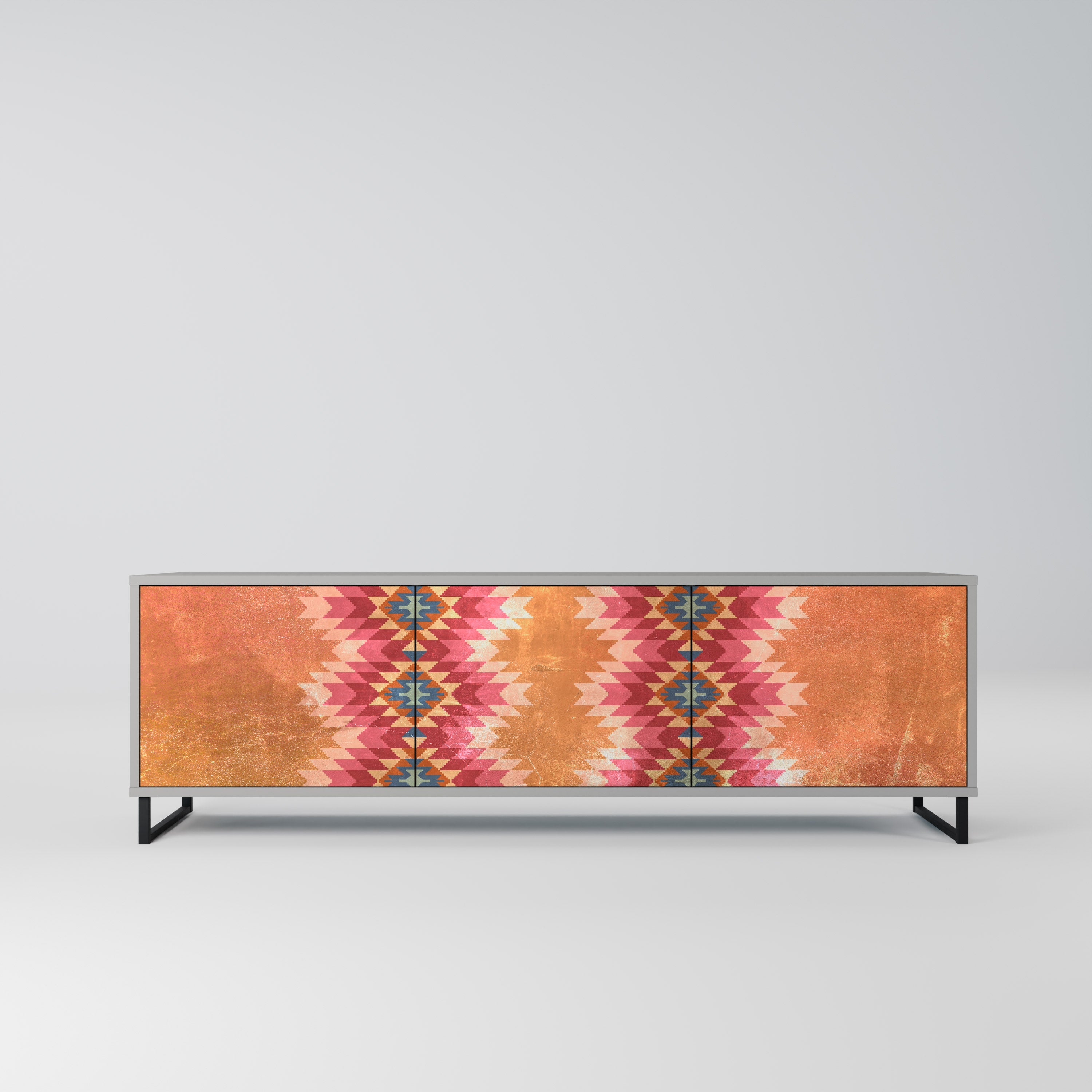 INDIAN FOLK TV-Lowboard mit 3 Türen in Grau