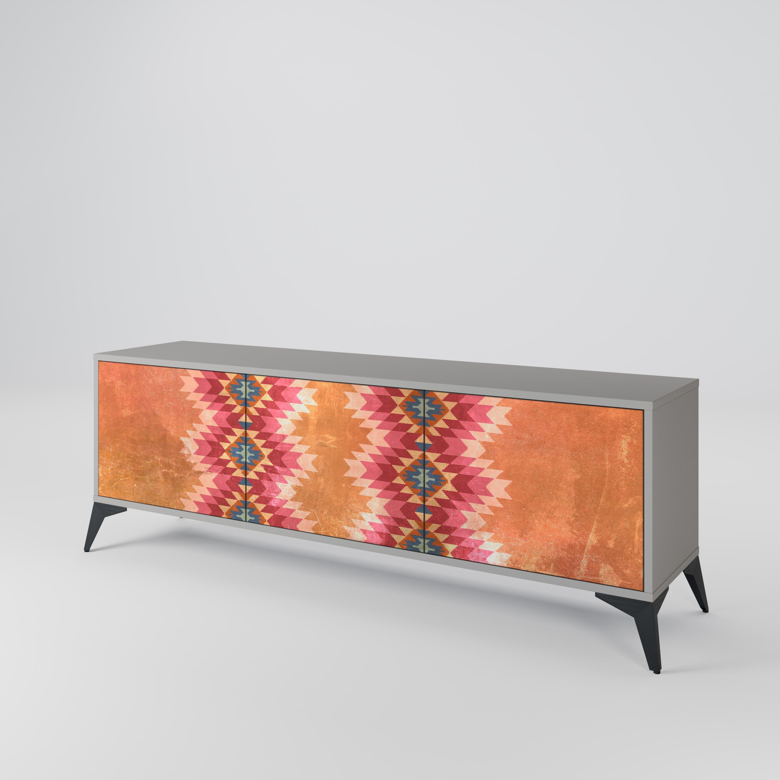 INDIAN FOLK TV-Lowboard mit 3 Türen in Grau