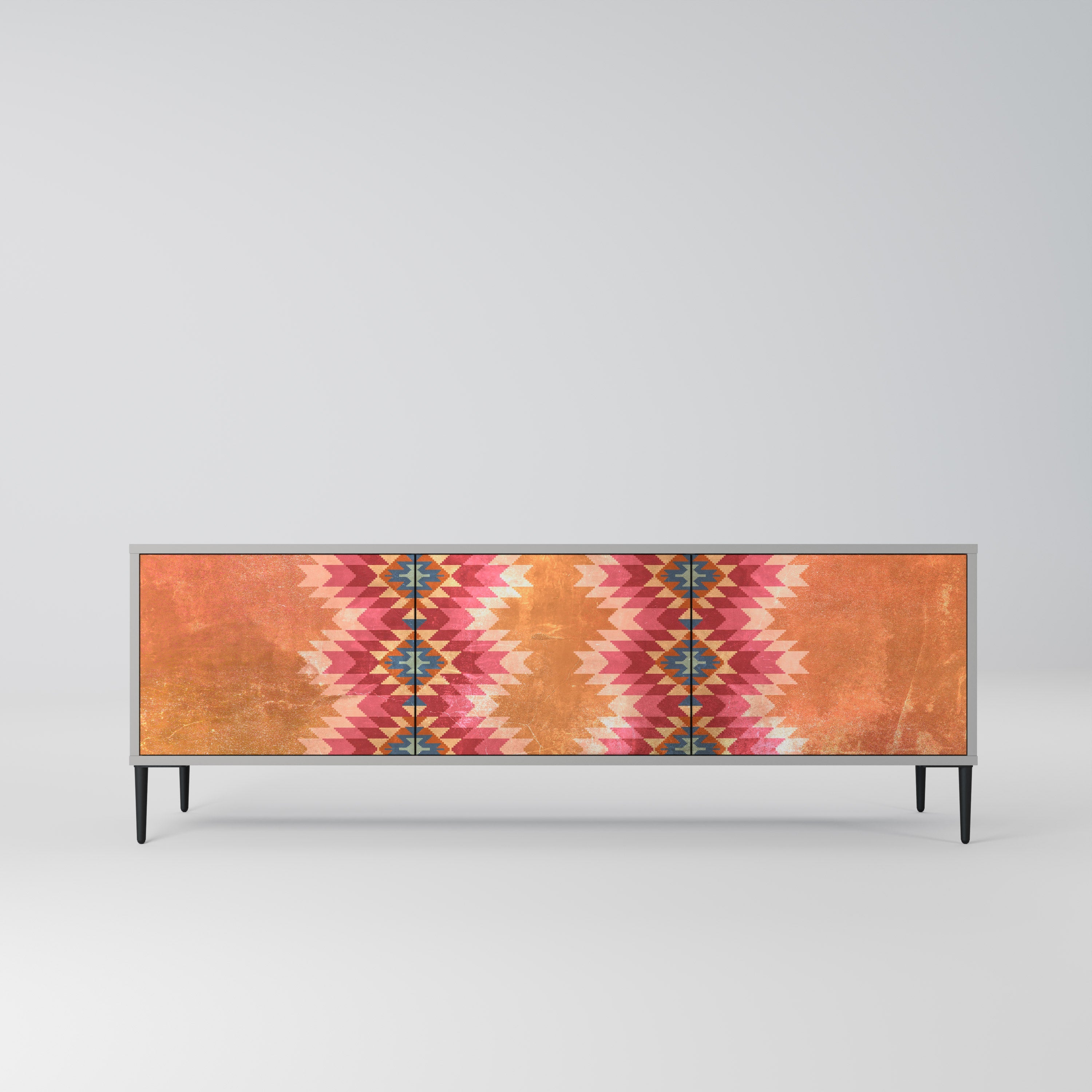 INDIAN FOLK TV-Lowboard mit 3 Türen in Grau