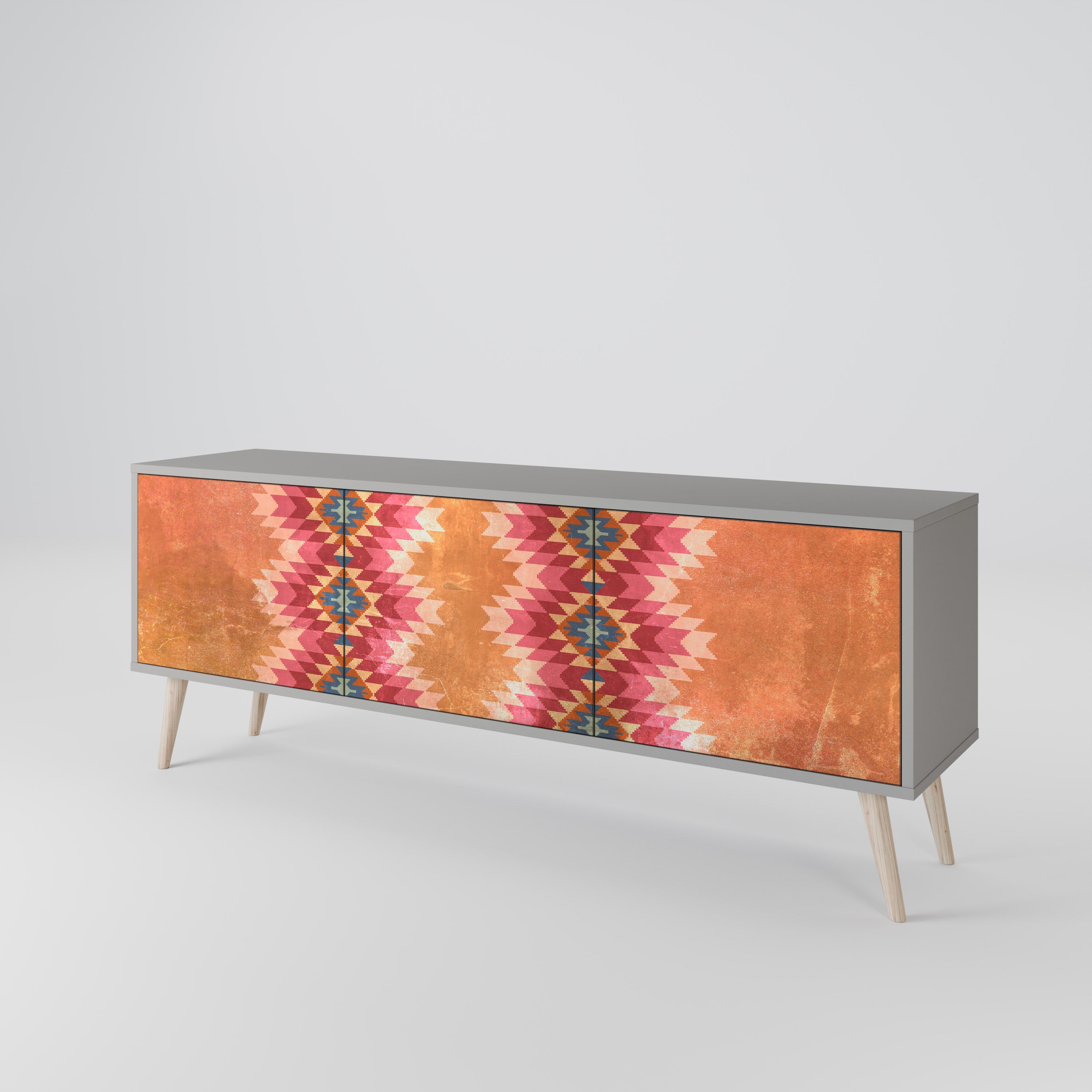 INDIAN FOLK TV-Lowboard mit 3 Türen in Grau