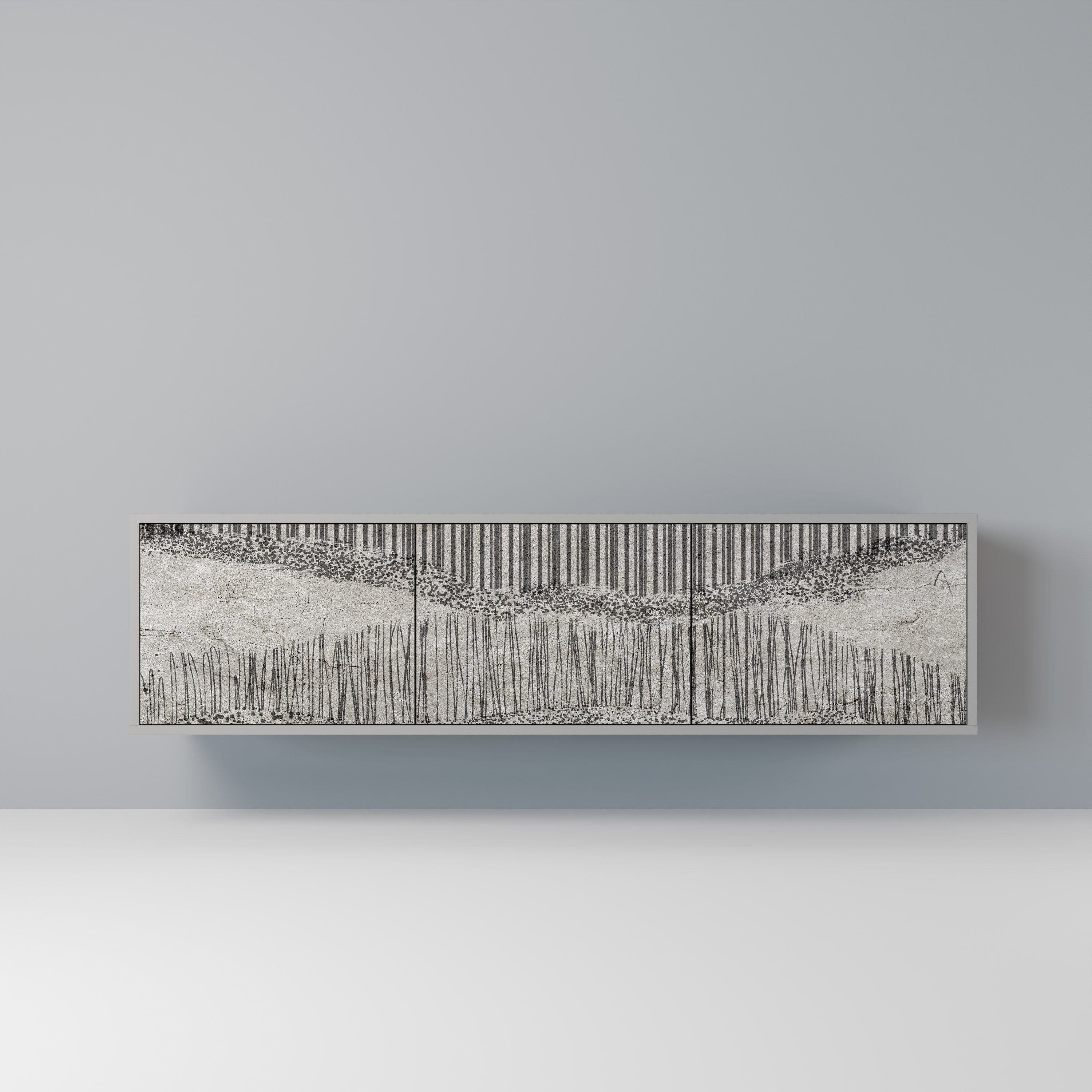 GRAIN LINES TV-Lowboard mit 3 Türen in Grau