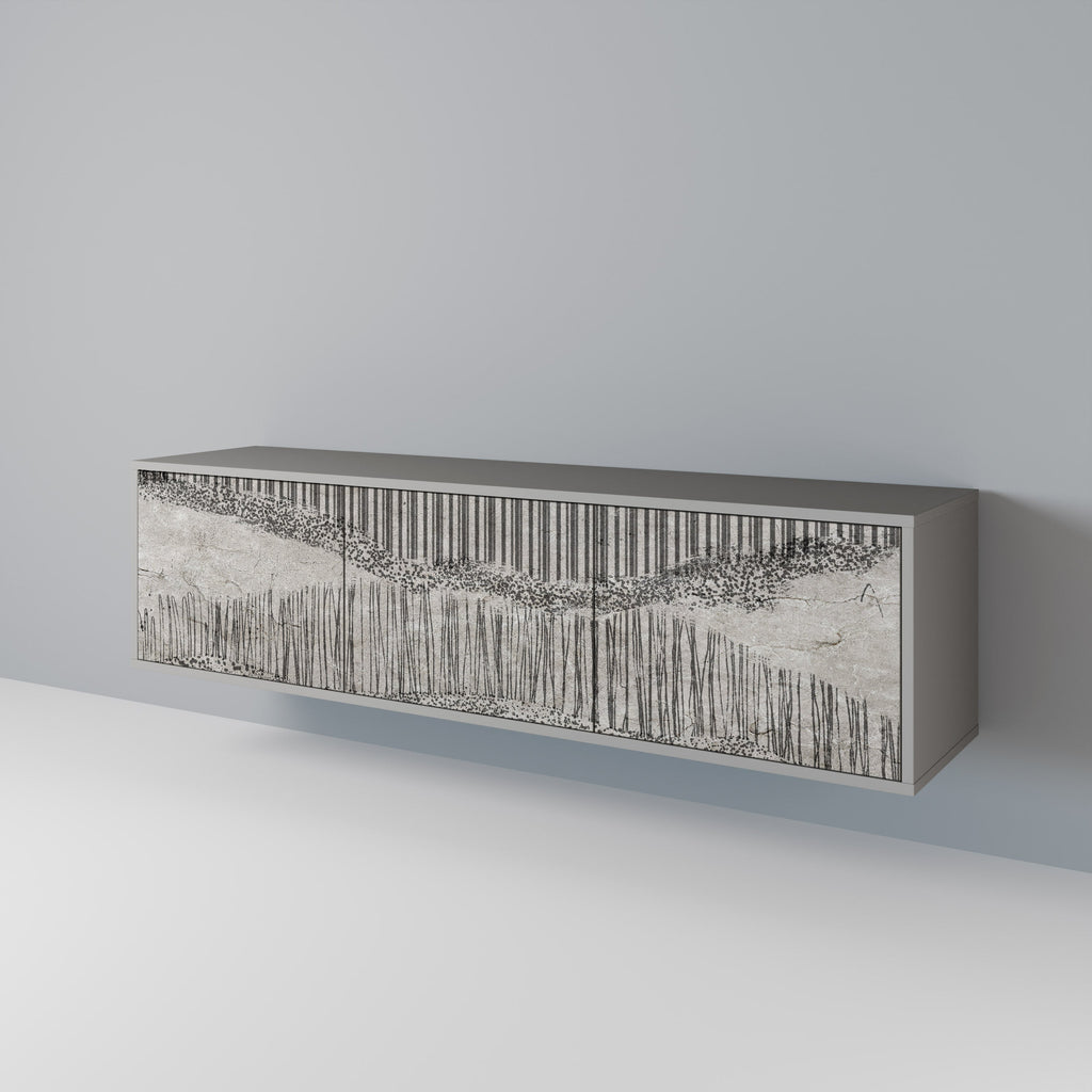 GRAIN LINES TV-Lowboard mit 3 Türen in Grau