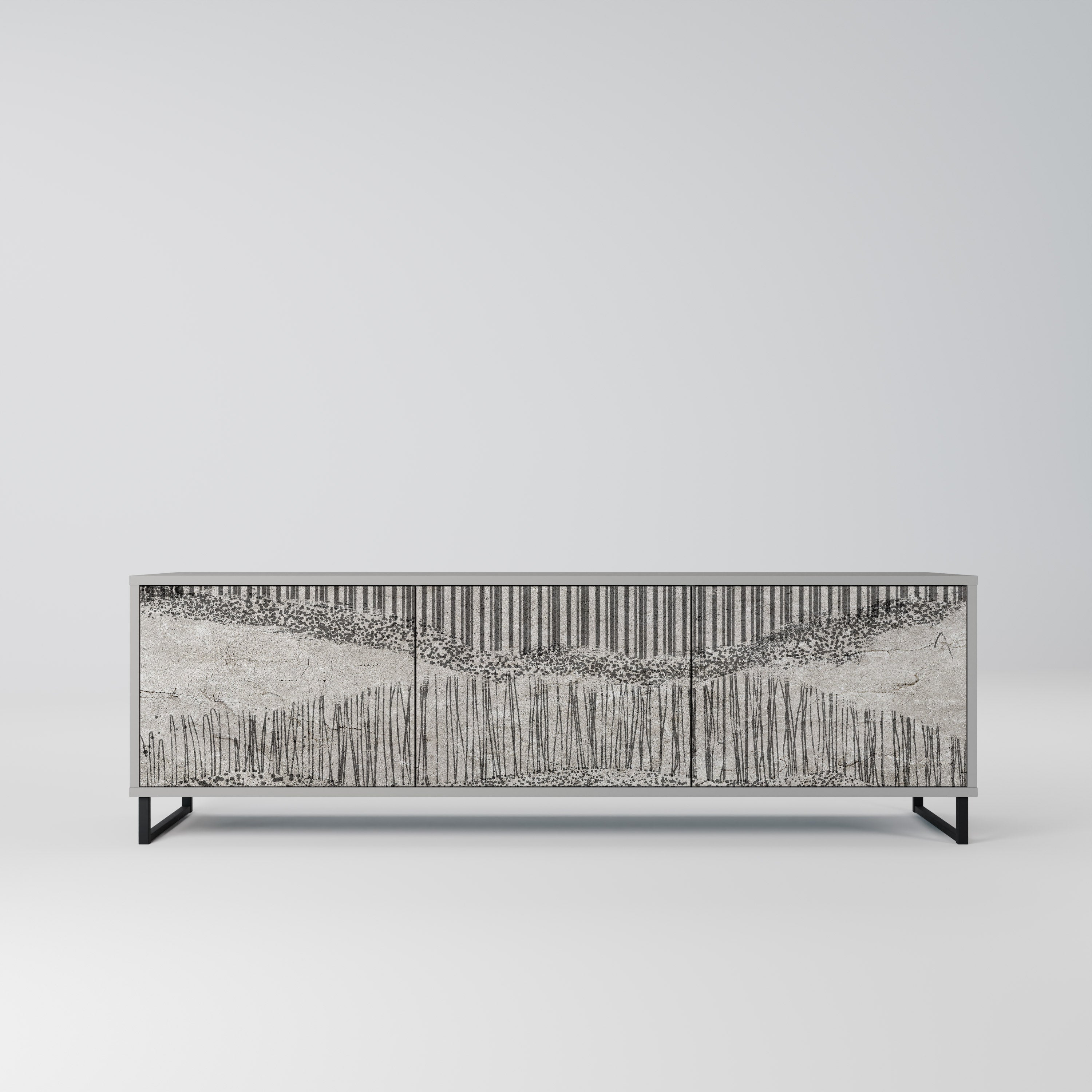 GRAIN LINES TV-Lowboard mit 3 Türen in Grau