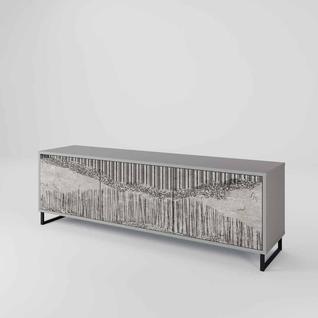 GRAIN LINES TV-Lowboard mit 3 Türen in Grau