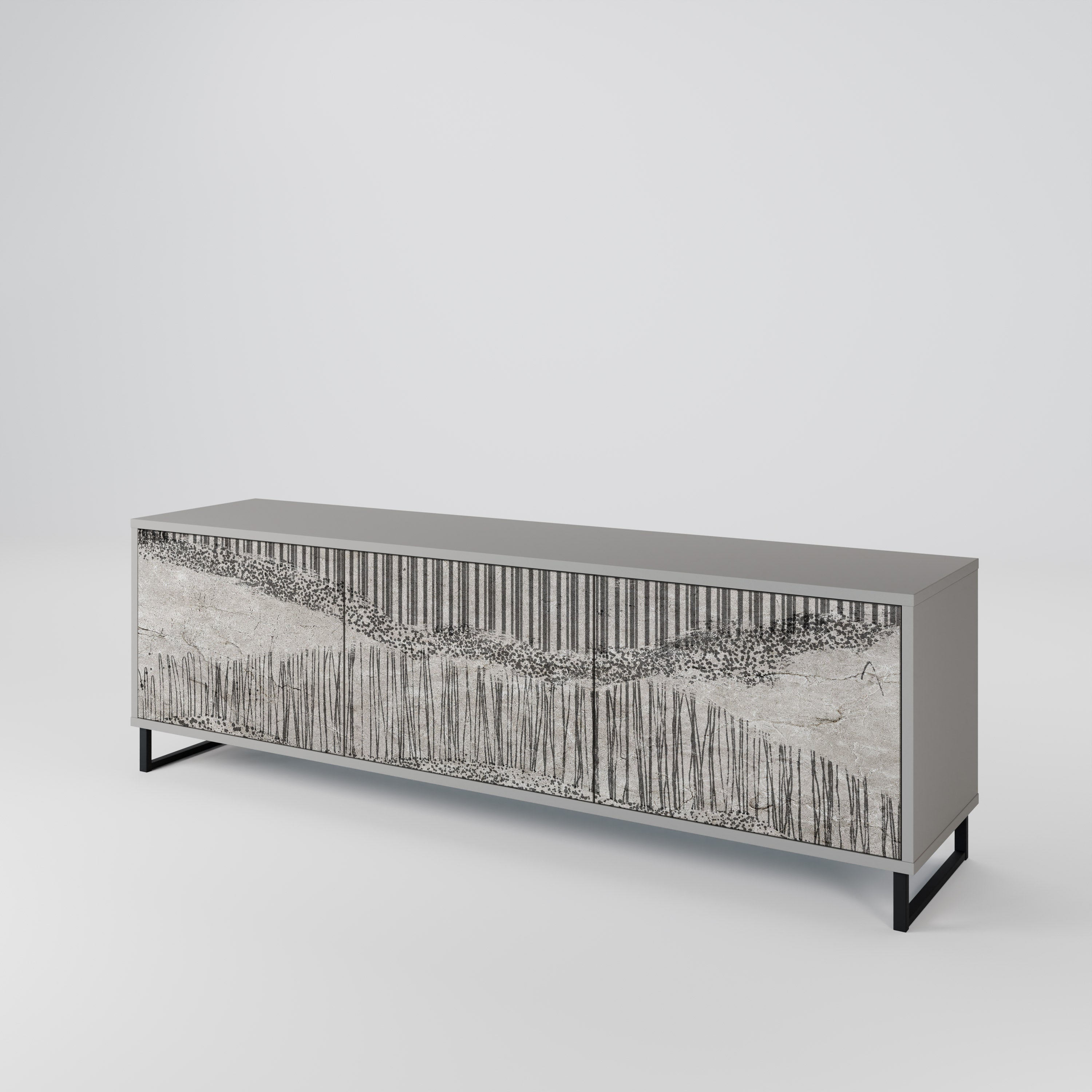GRAIN LINES TV-Lowboard mit 3 Türen in Grau