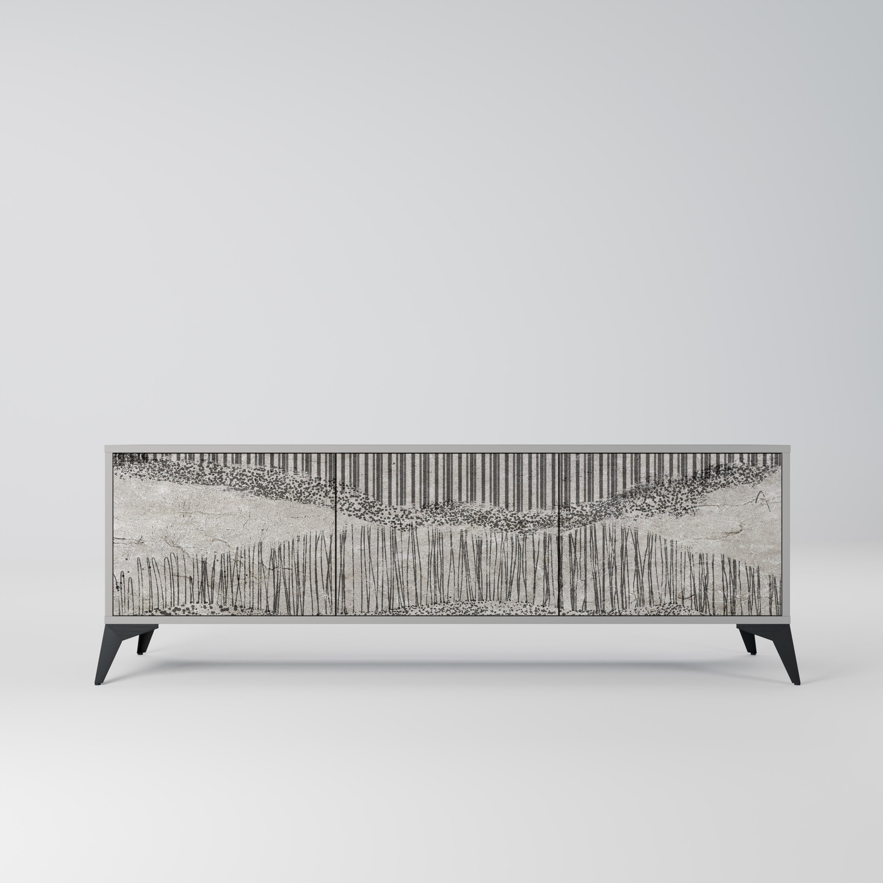 GRAIN LINES TV-Lowboard mit 3 Türen in Grau