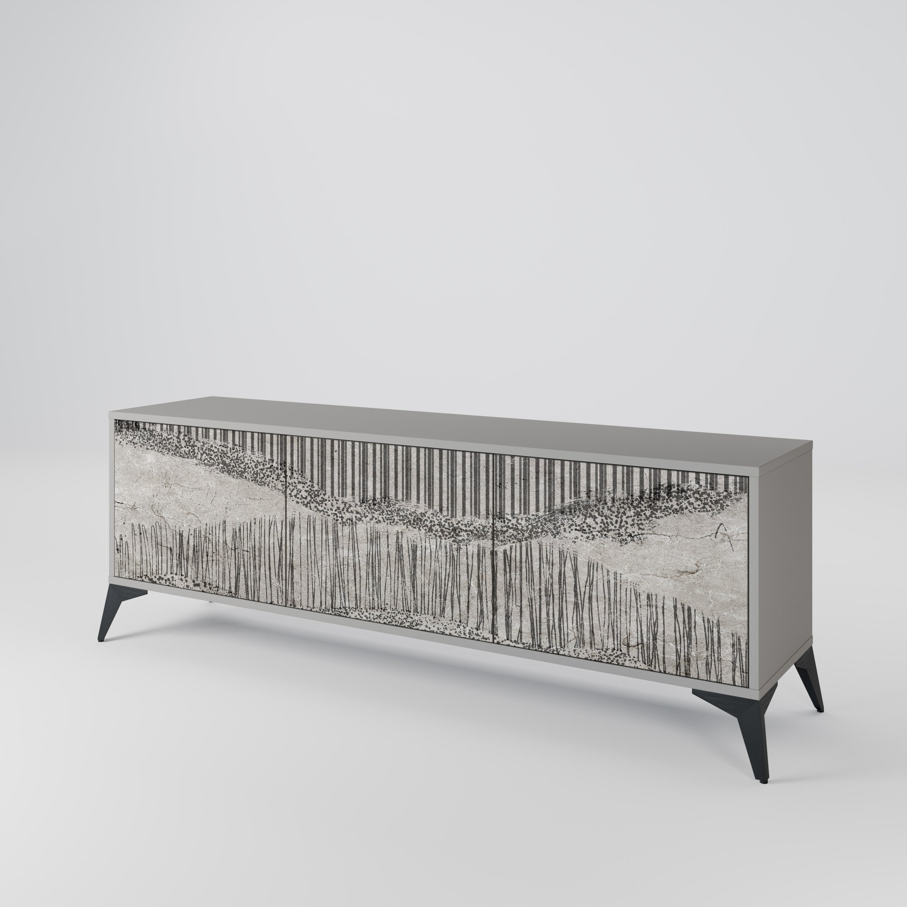 GRAIN LINES TV-Lowboard mit 3 Türen in Grau