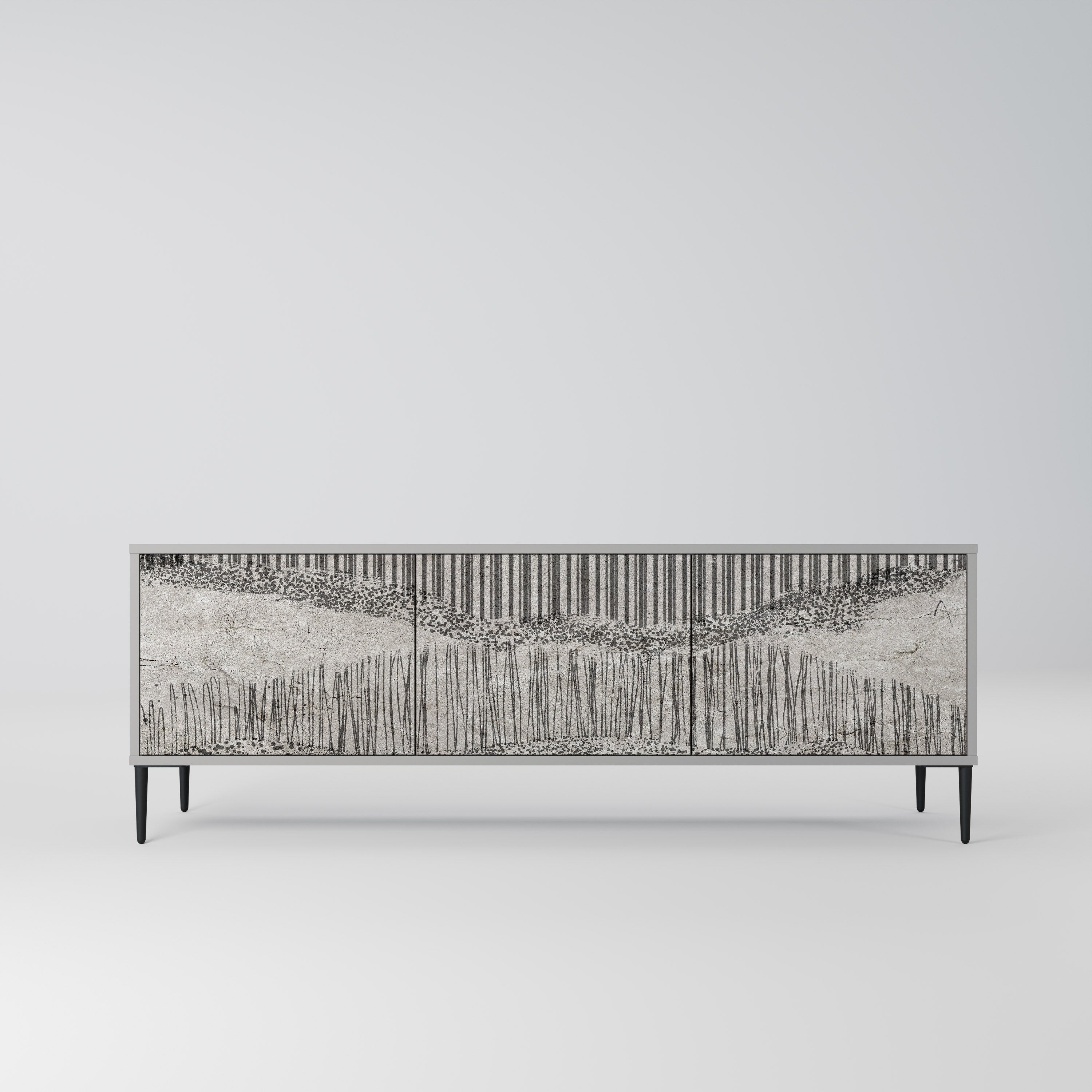 GRAIN LINES TV-Lowboard mit 3 Türen in Grau