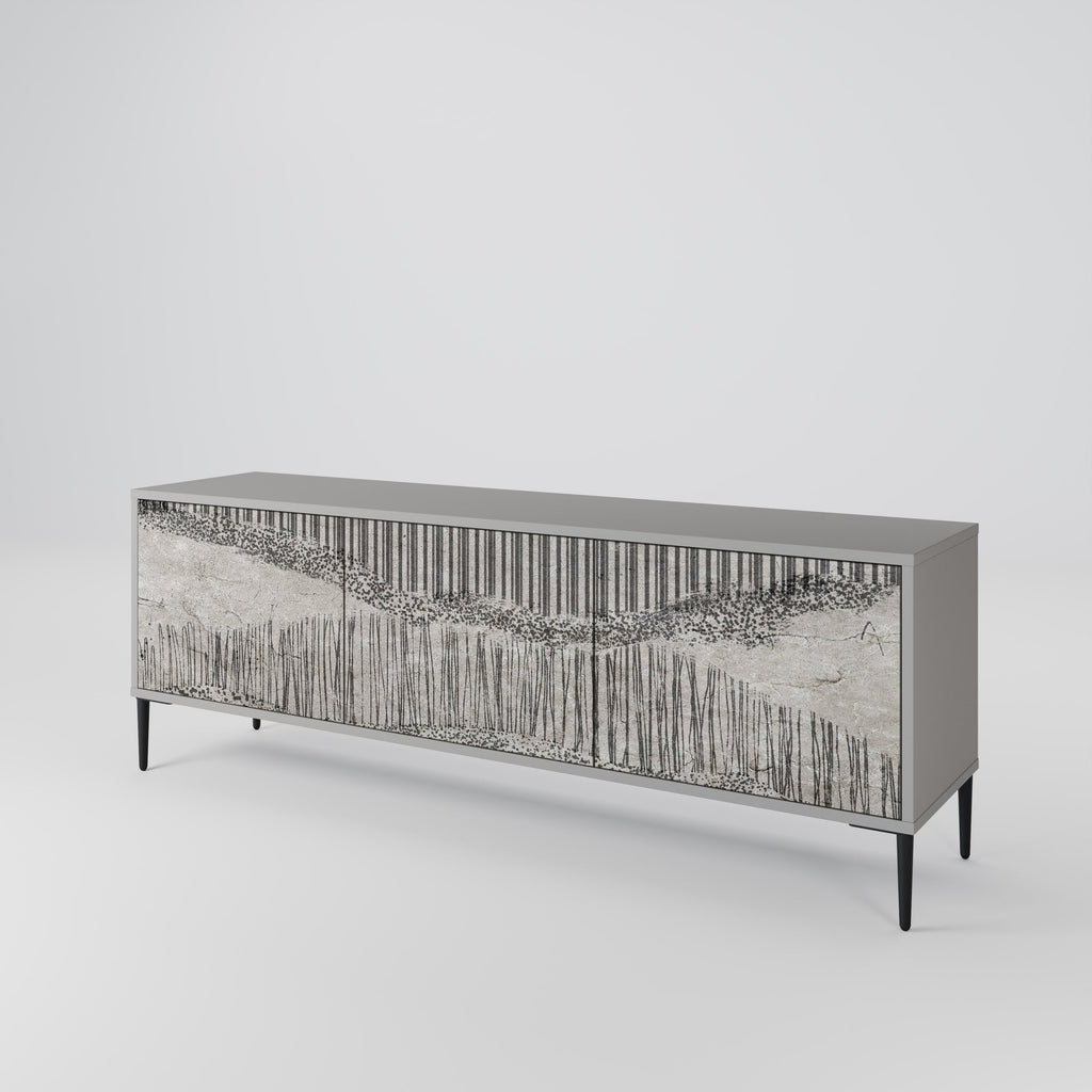 GRAIN LINES TV-Lowboard mit 3 Türen in Grau