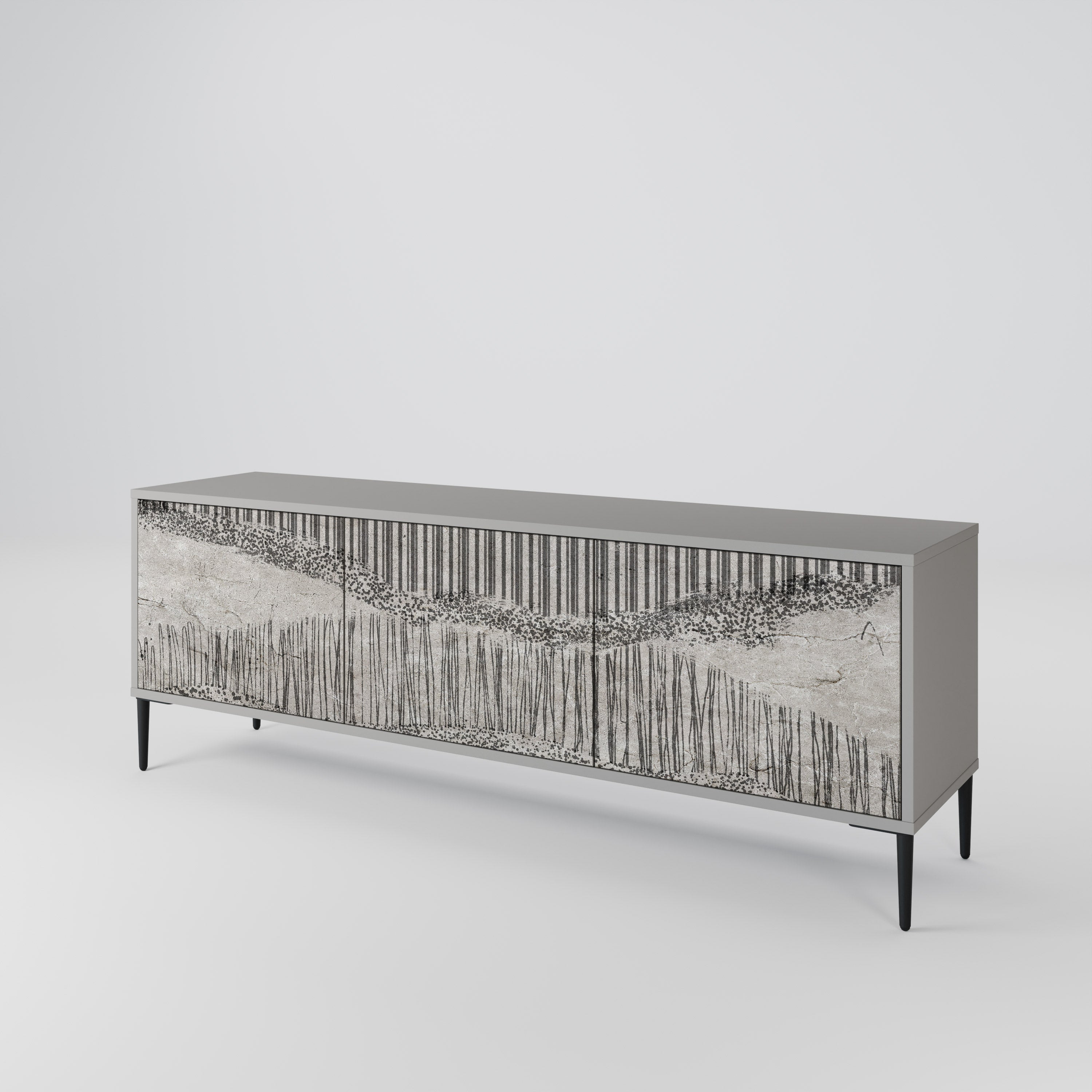 GRAIN LINES TV-Lowboard mit 3 Türen in Grau