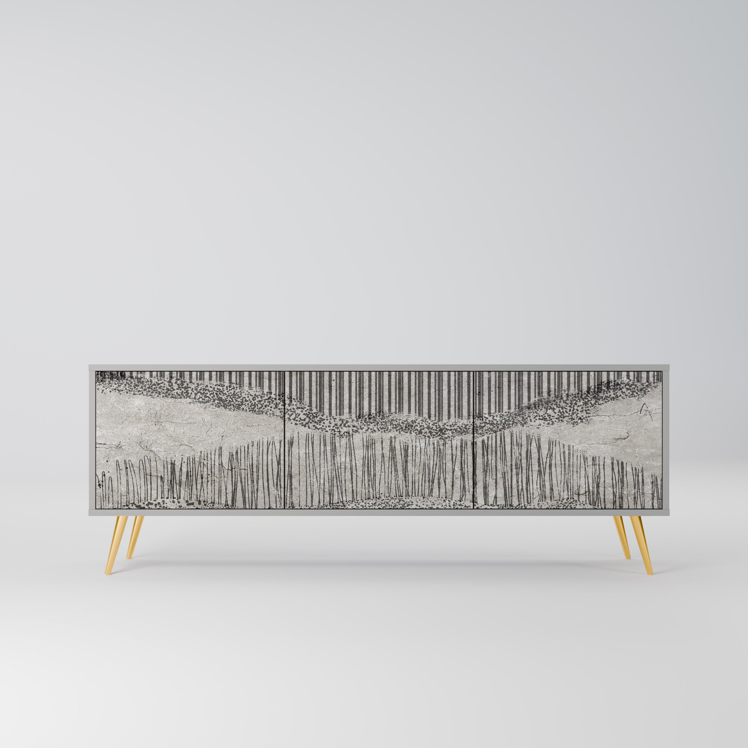 GRAIN LINES TV-Lowboard mit 3 Türen in Grau