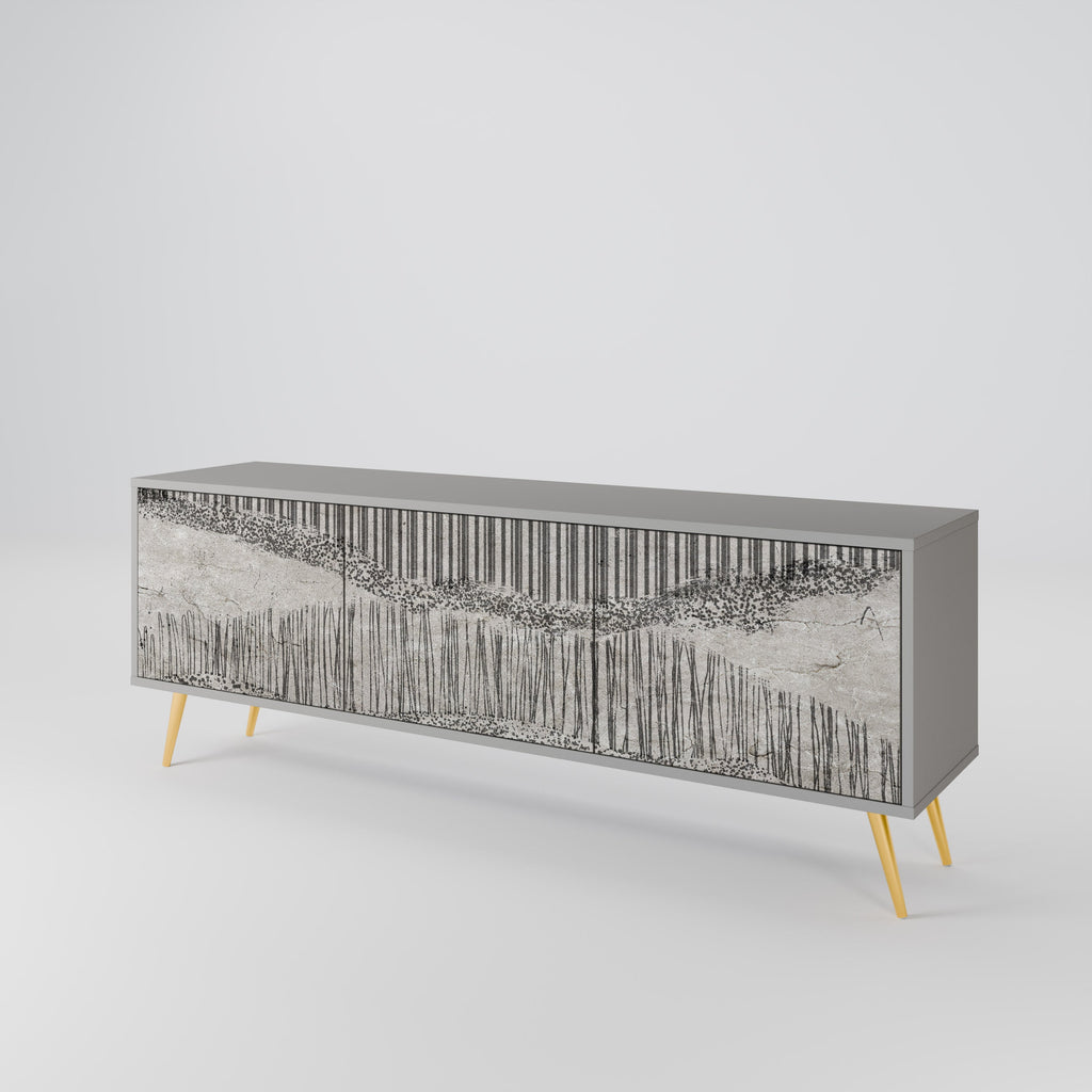 GRAIN LINES TV-Lowboard mit 3 Türen in Grau