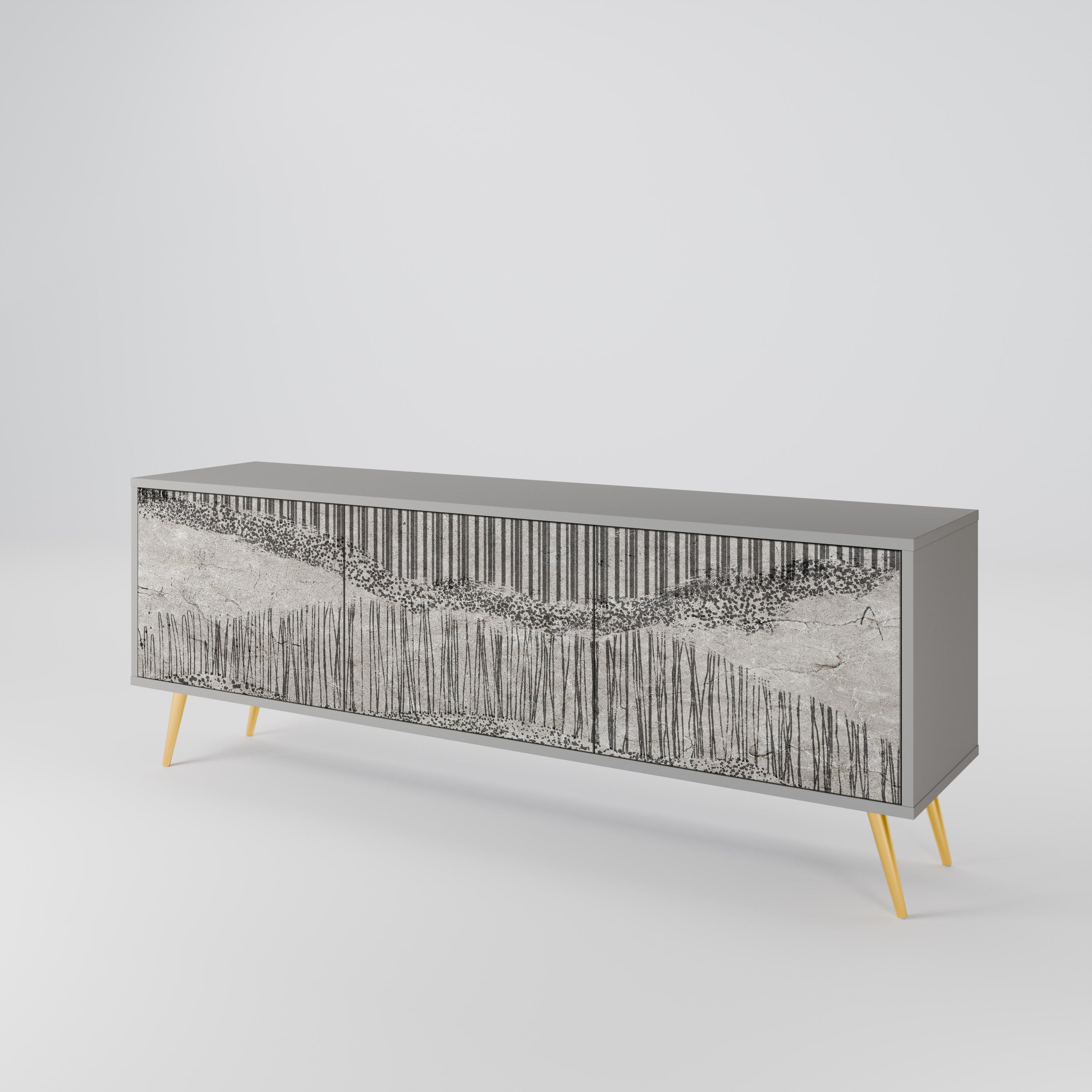 GRAIN LINES TV-Lowboard mit 3 Türen in Grau