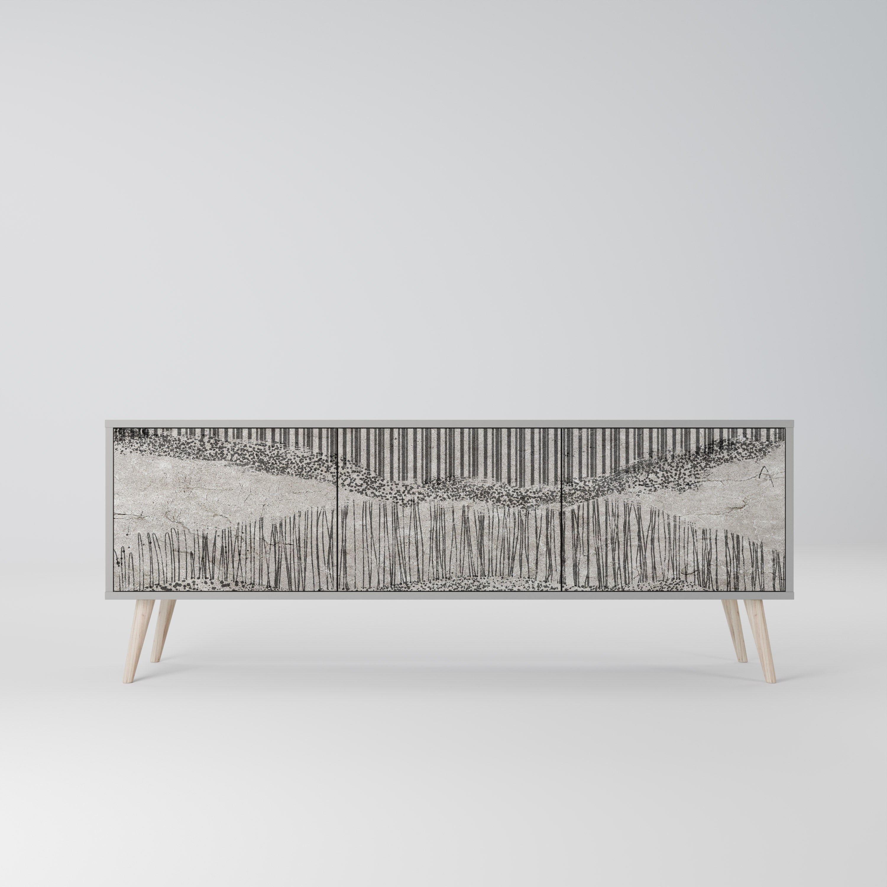 GRAIN LINES TV-Lowboard mit 3 Türen in Grau