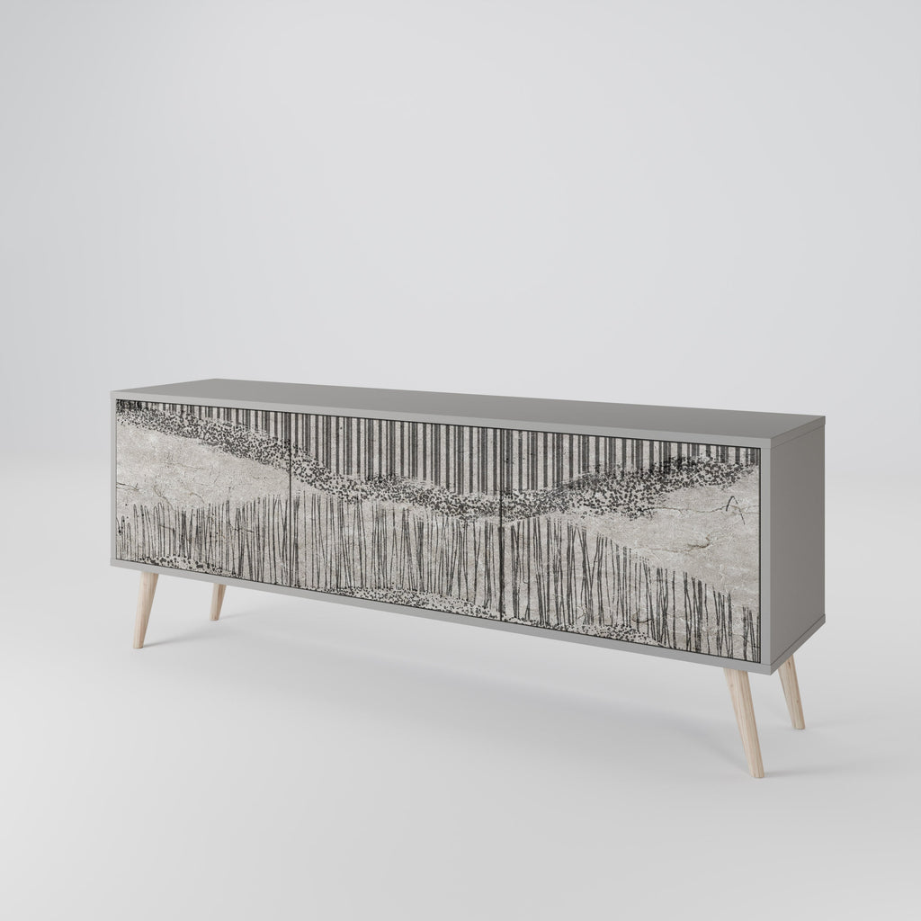 GRAIN LINES TV-Lowboard mit 3 Türen in Grau