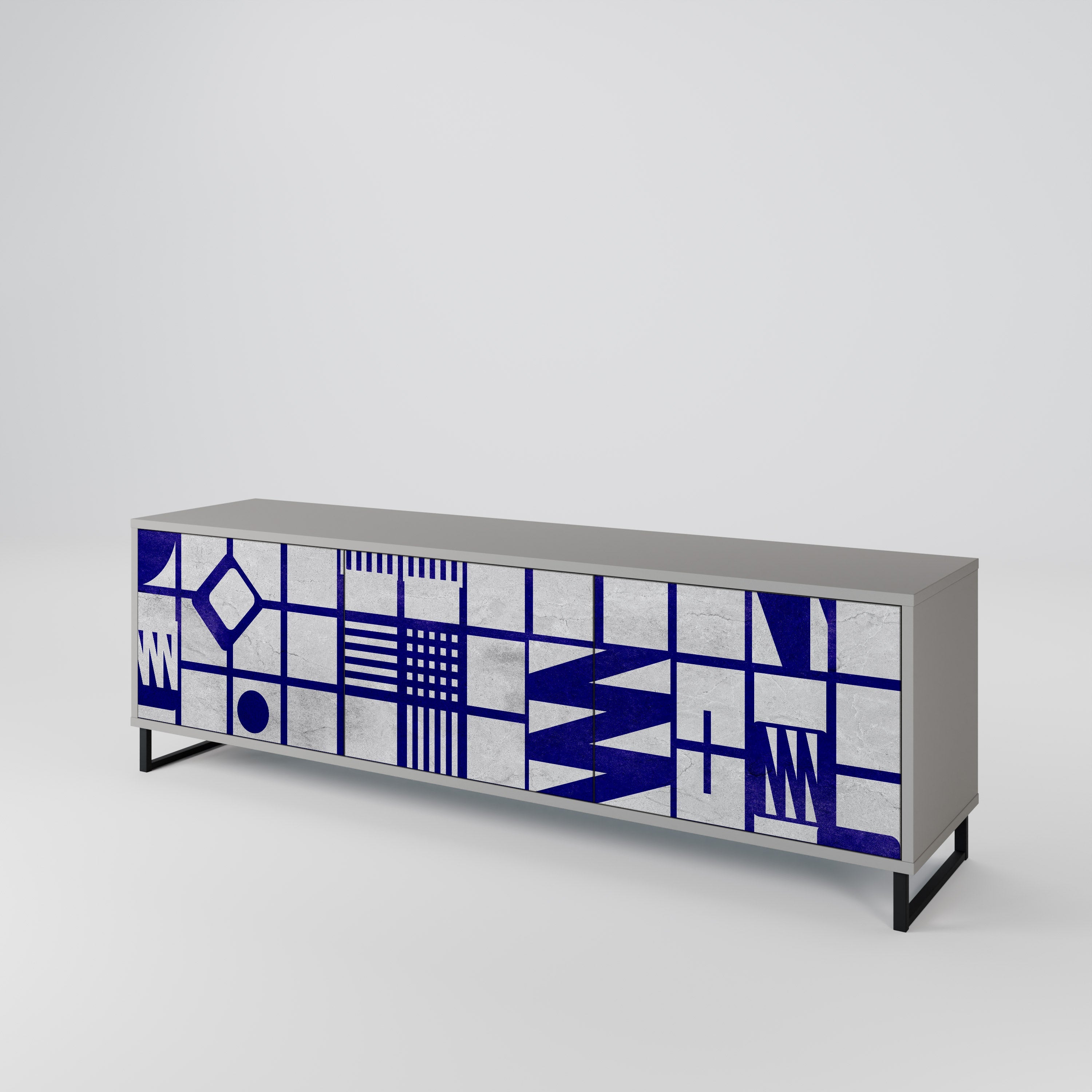 THE RIGHT PLACES TV-Lowboard mit 3 Türen in Grau