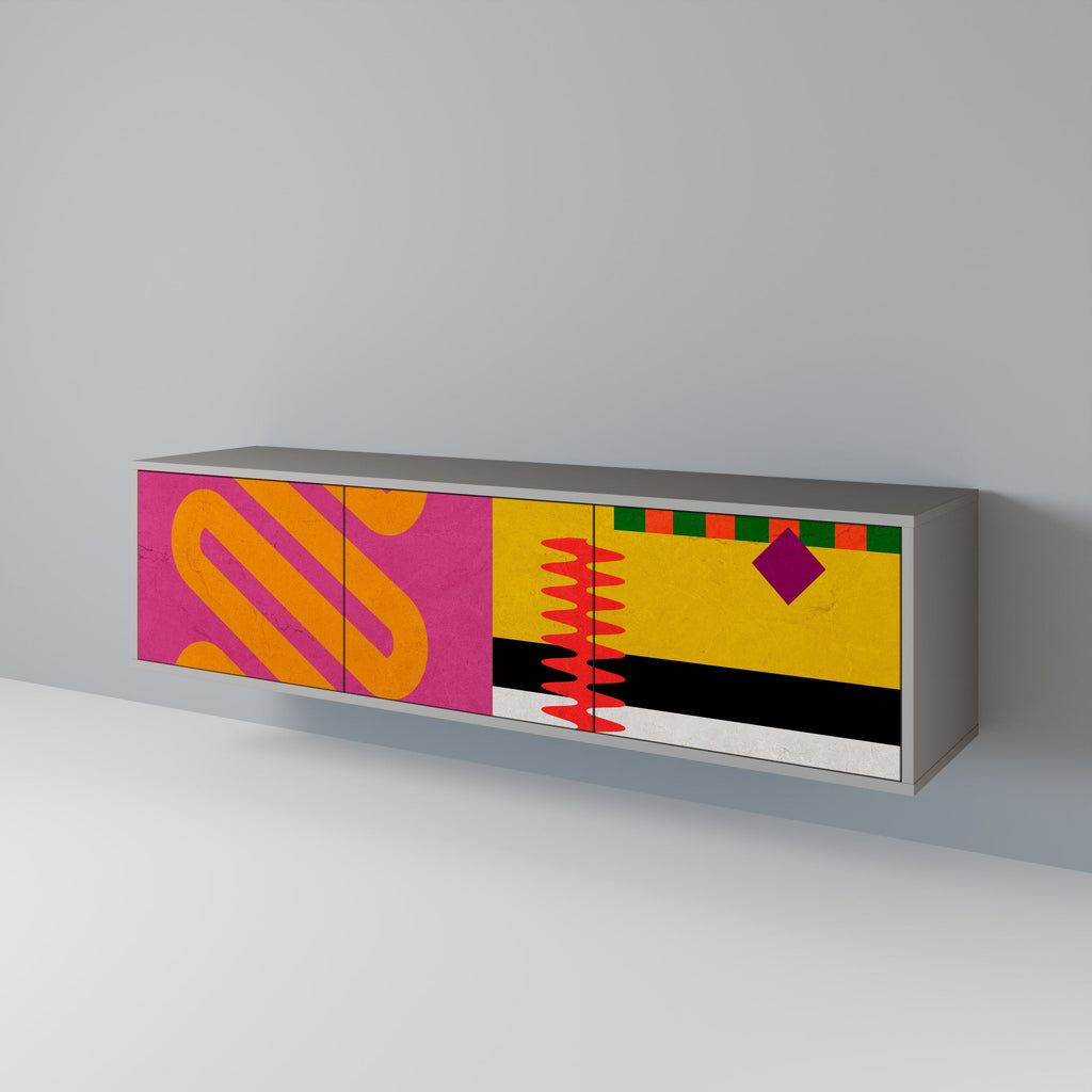 VIVID ART TV-Lowboard mit 3 Türen in Grau