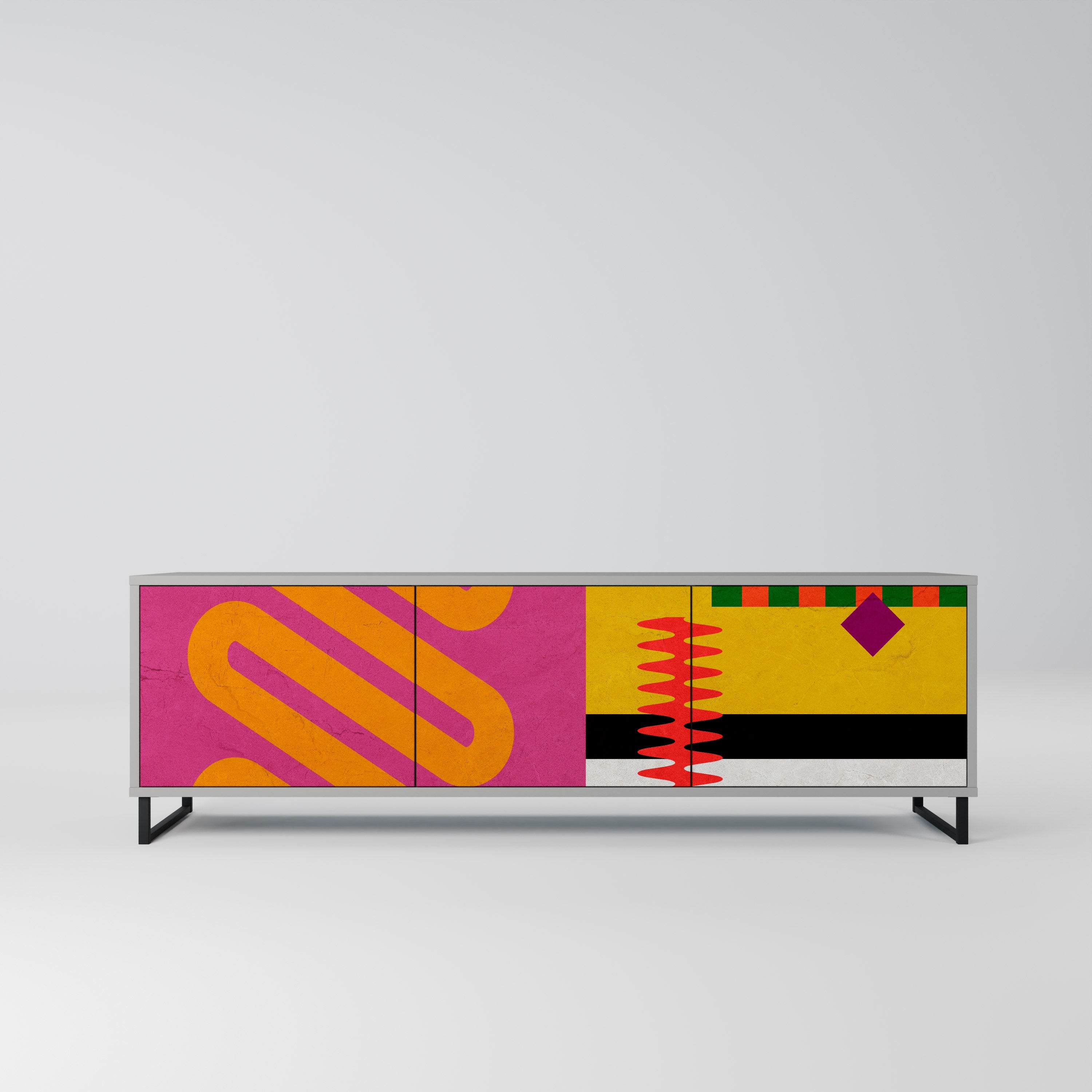 VIVID ART TV-Lowboard mit 3 Türen in Grau