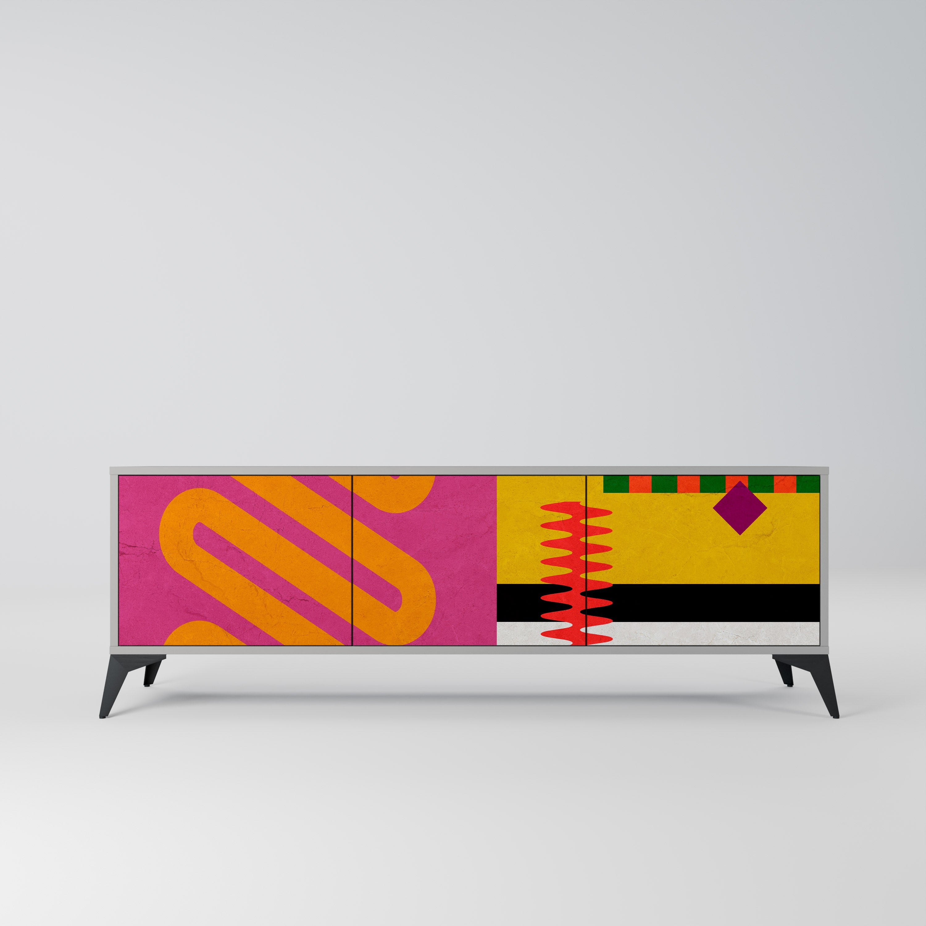 VIVID ART TV-Lowboard mit 3 Türen in Grau