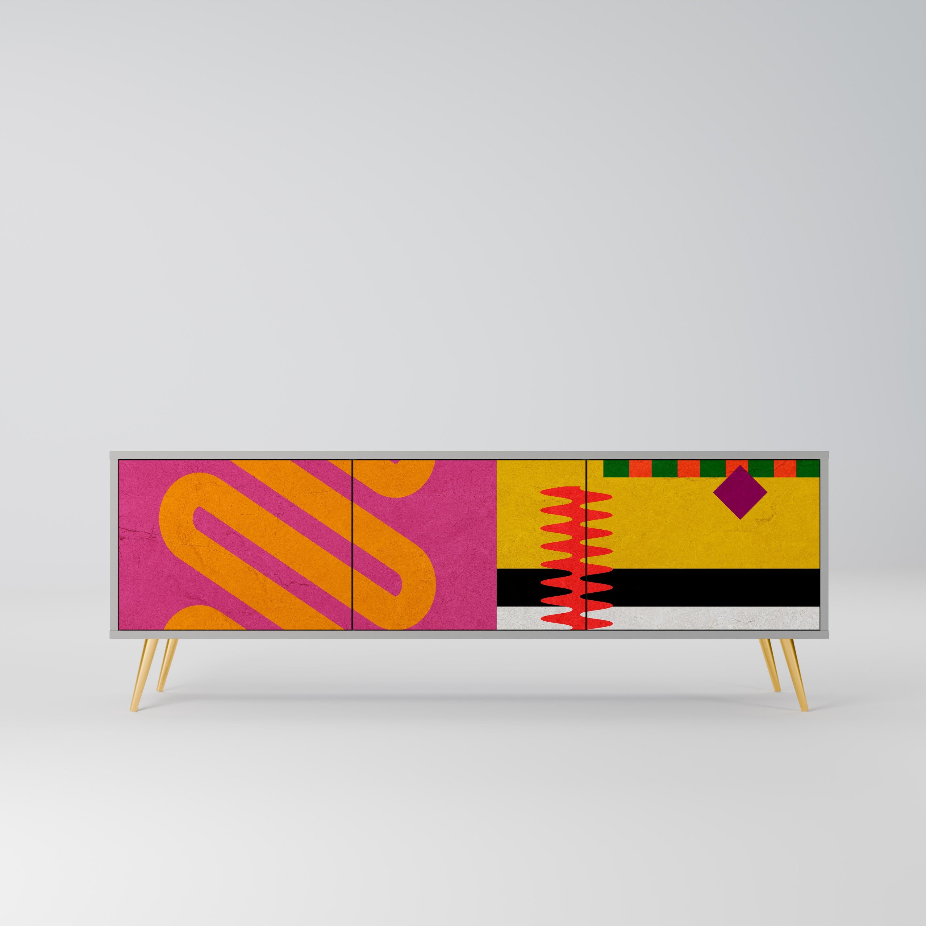 VIVID ART TV-Lowboard mit 3 Türen in Grau