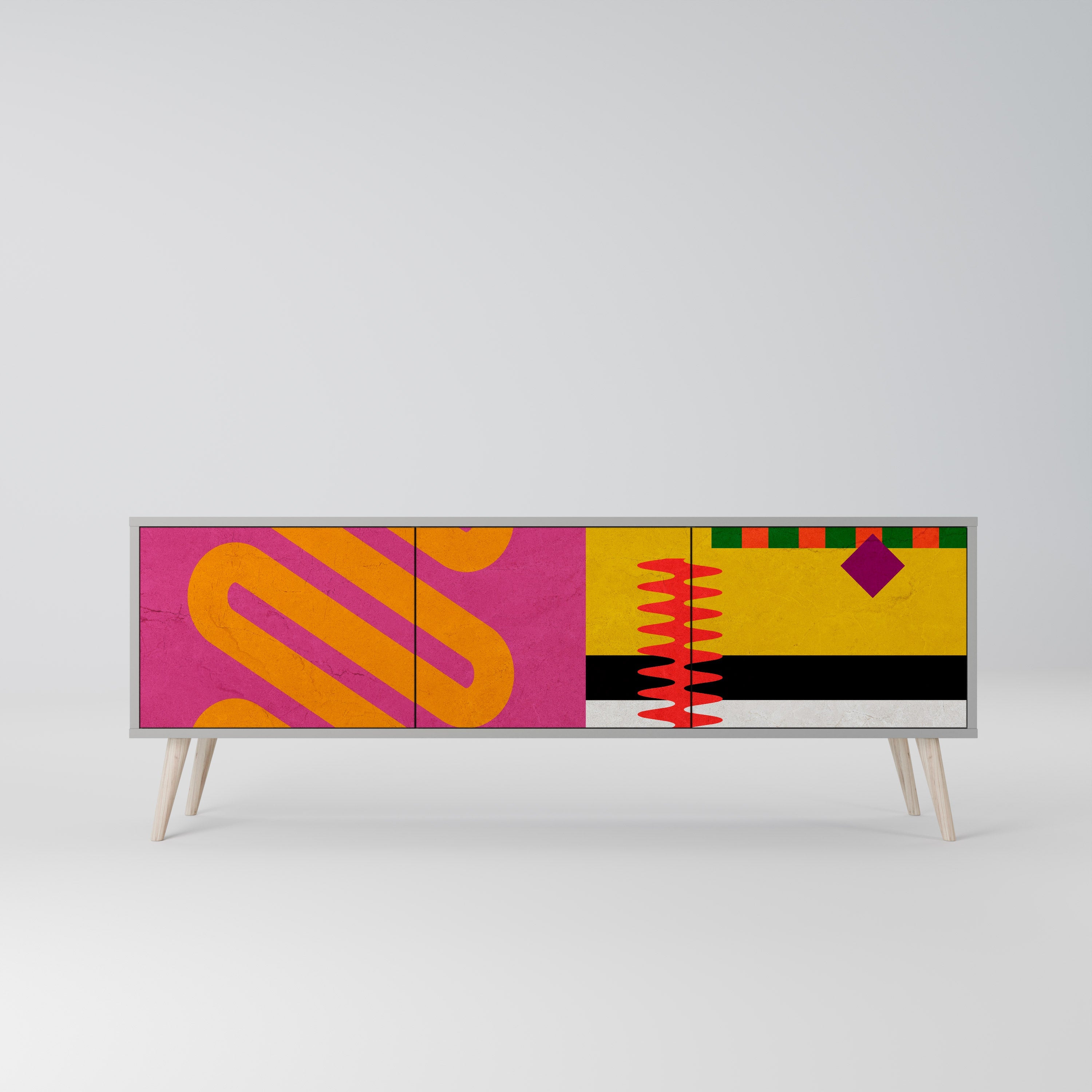 VIVID ART TV-Lowboard mit 3 Türen in Grau