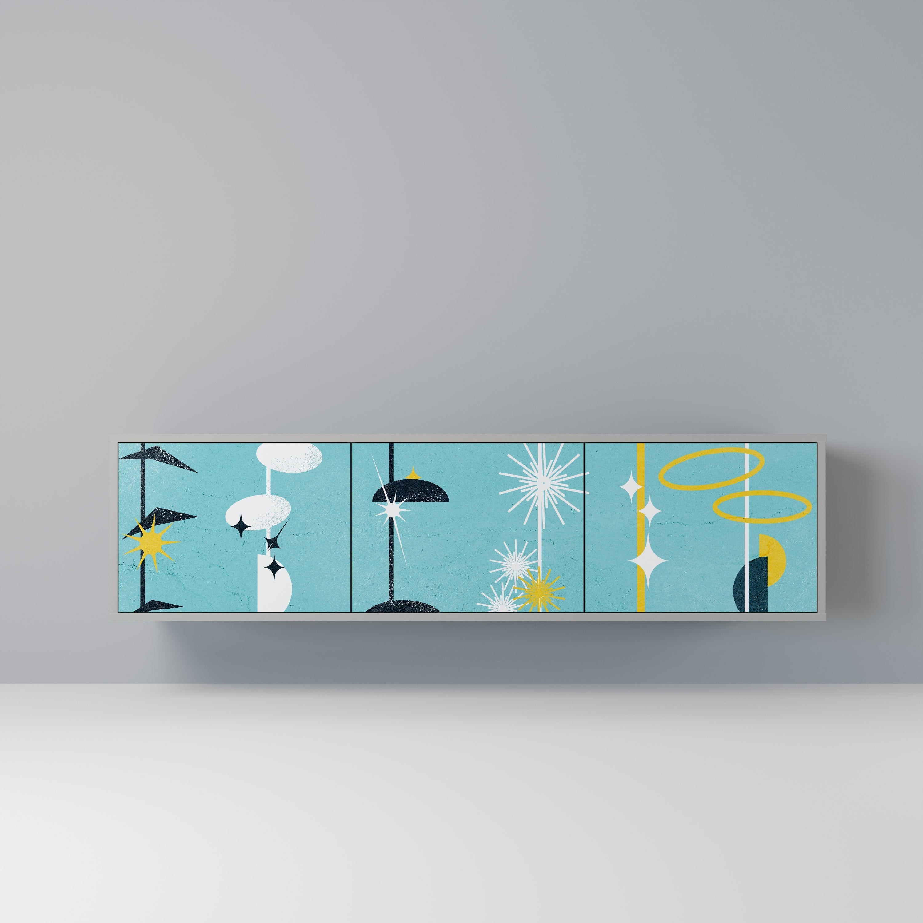 PATHS TO HAPPINESS TV-Lowboard mit 3 Türen in Grau