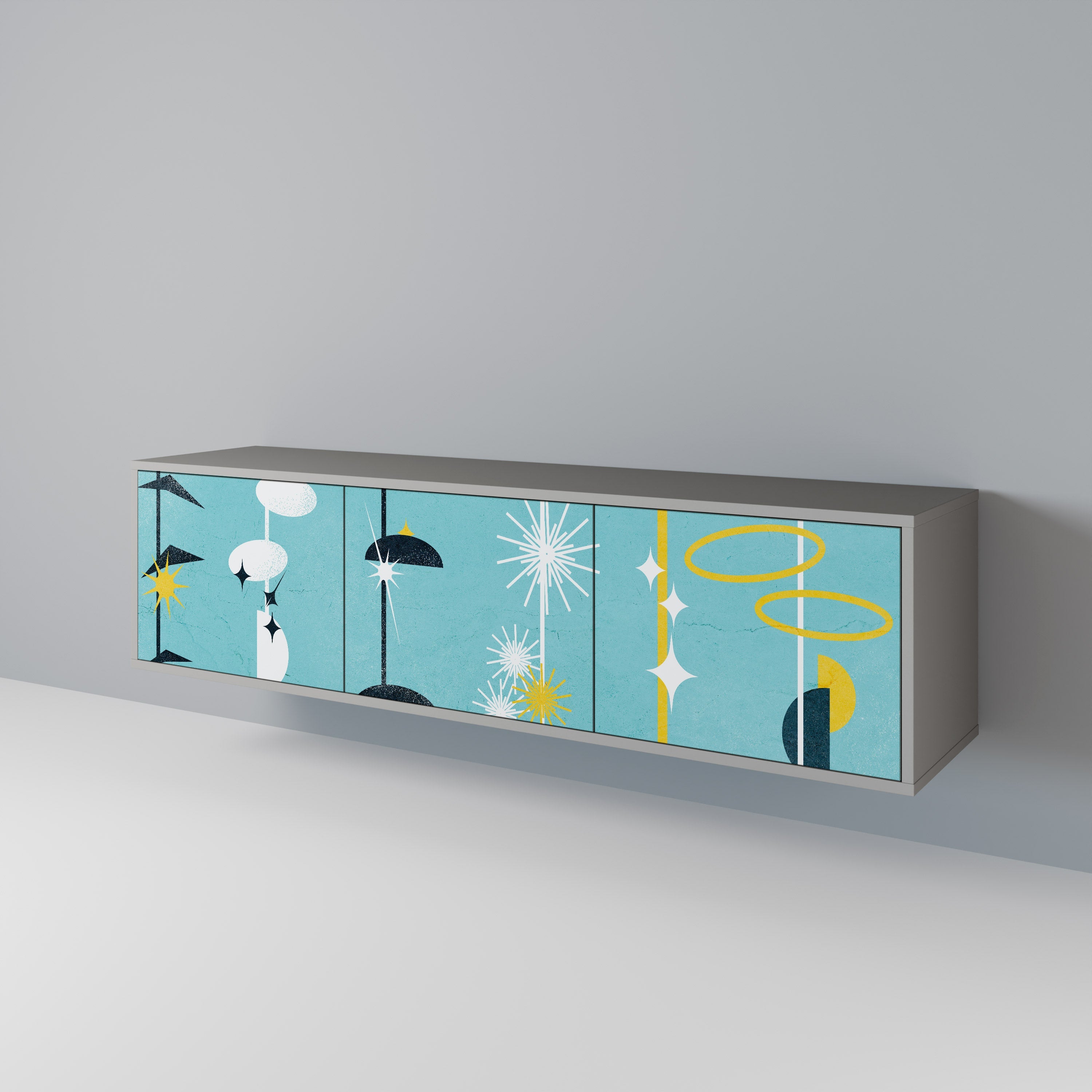 PATHS TO HAPPINESS TV-Lowboard mit 3 Türen in Grau